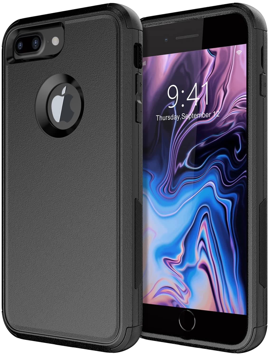 Diverbox for iPhone 8 Plus Case, iPhone 7 Plus Case [Shockproof] [Dropproof] [Dust-Proof],Heavy Duty Protection Phone Case Cover for Apple iPhone 8 Plus & 7 Plus (Black)