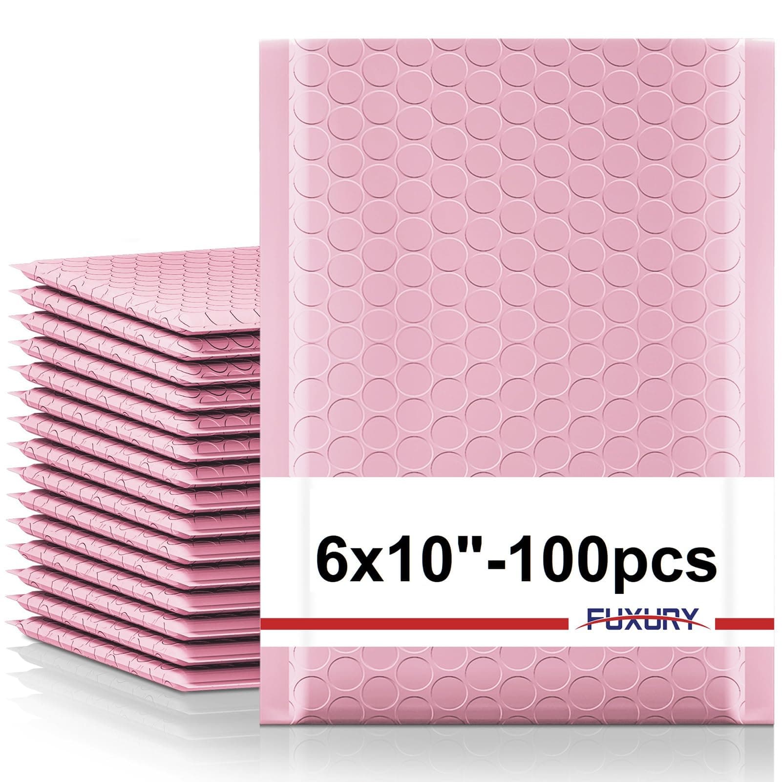 Fuxury Bubble Mailers 6x10" 100 Pack Light Pink Padded Envelopes Usable Size 6x9" Self Seal Mailing Envelopes Bubble Padded Shipping Bags for Mailing,Packaging, Small Business, Boutique, Bulk #0