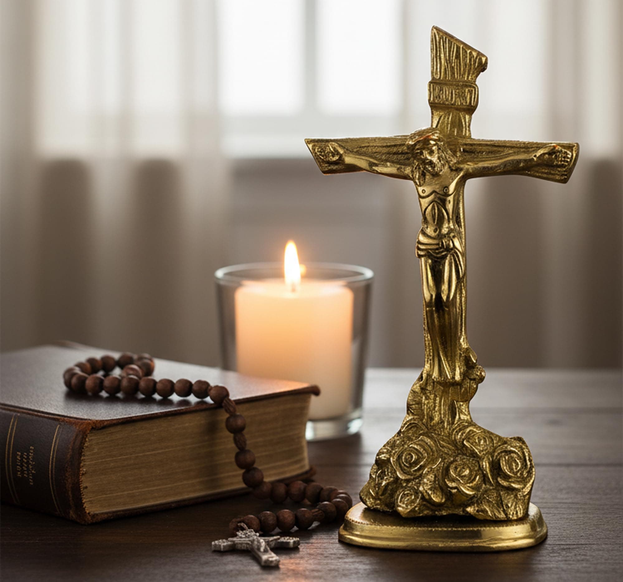 StonKraft Brass Jesus Christ Statue In Antique Finish - 8in