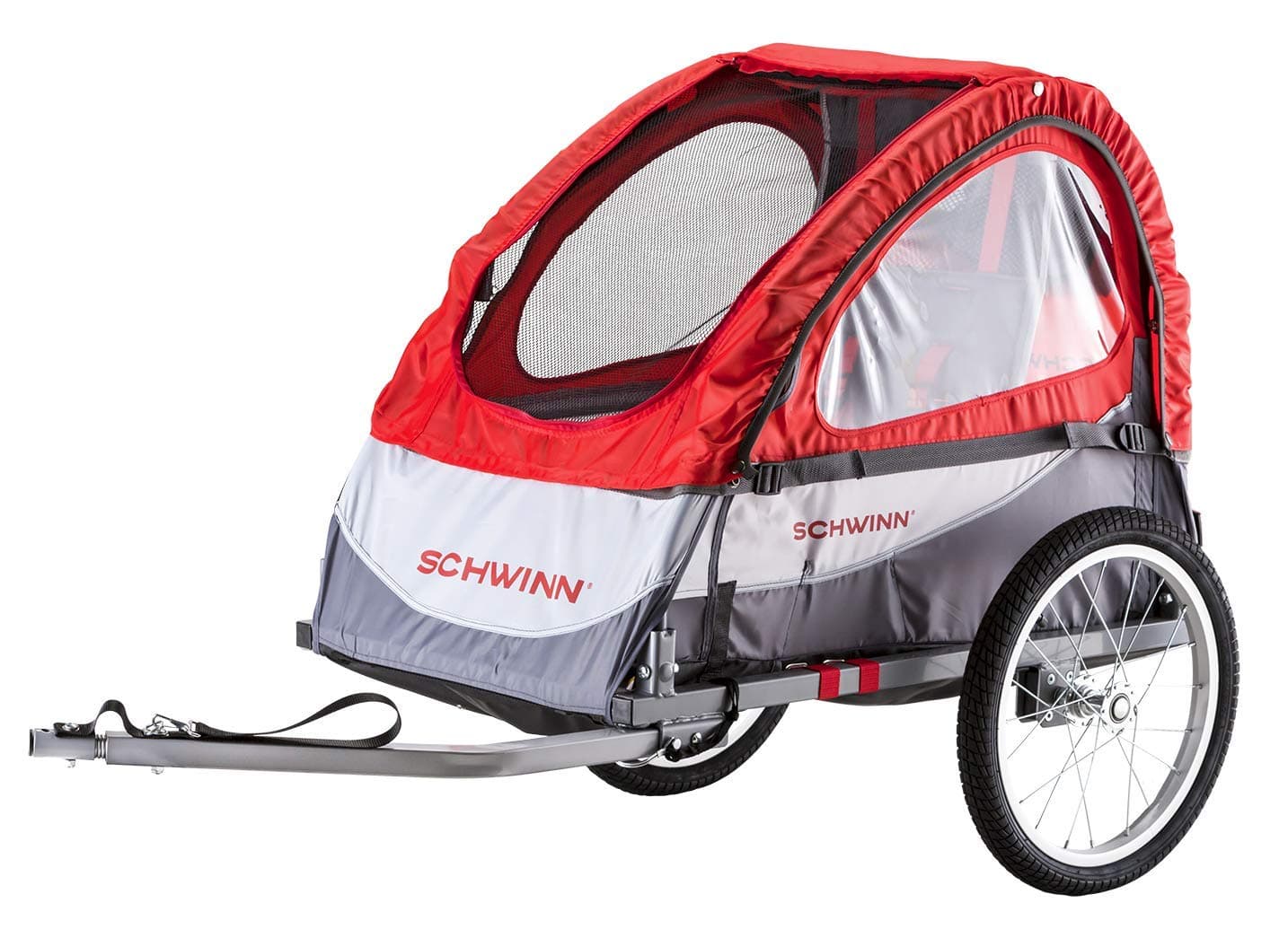 Schwinn Trailblazer Plus Kids Bike Trailer, Single Seat, Universal Coupler, Folding Frame, Quick-Release Wheels, Canopy with Bug Screen and Weather Shield, Schwinn Bike Trailer for Kids