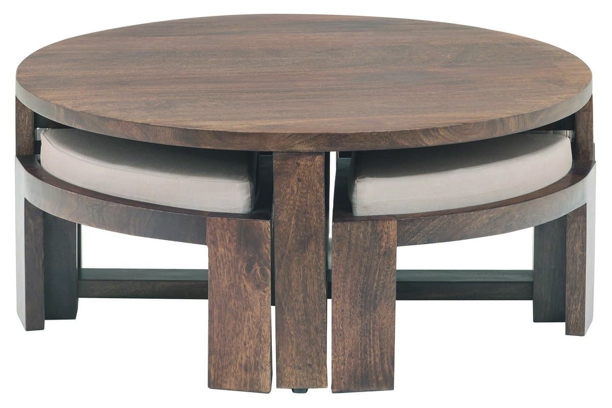 The Jaipur Living Cindy Coffee Table with Stools (Honey Brown Finish, Brown)