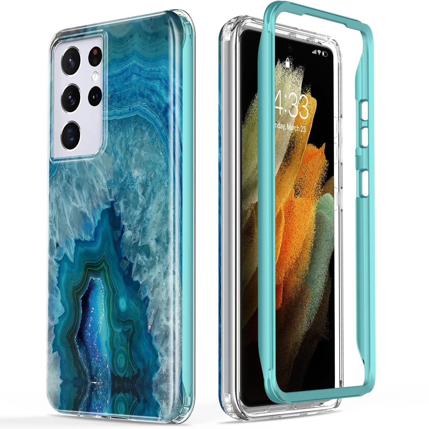 Esdot for Samsung Galaxy S21 Ultra Case,Military Grade Passing 21ft Drop Test,Rugged Cover with Fashionable Designs for Women Girls,Protective Phone Case for Galaxy S21 Ultra 6.8" Agate Stone