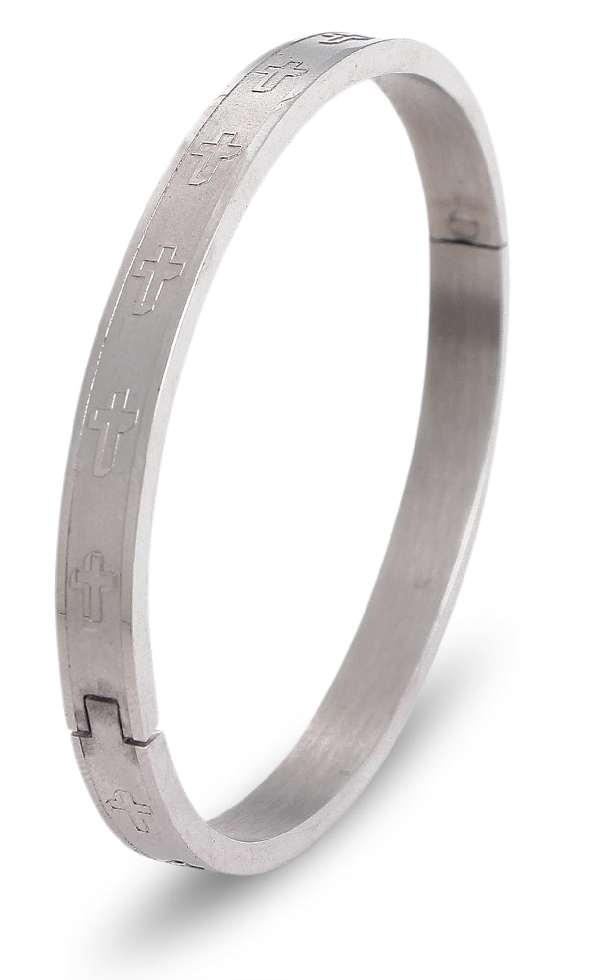 Cross Christian Faith Bracelet - Stainless Steel Bangle for Women