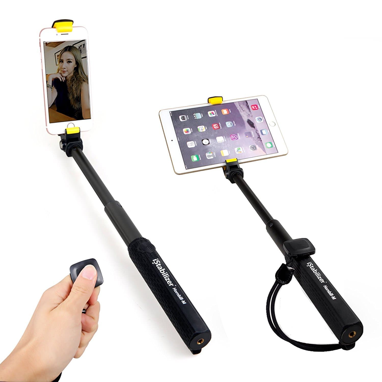 Selfie Stick, iStabilizer Selfie Stick for iPhone 6 6S 7 iPad with Sperated Bluetooth Remote Shutter Control for iOS iPhone 6 6s 7 7 Plus and Andriod Samsung Galaxy Phones 2 Patens Black Size M