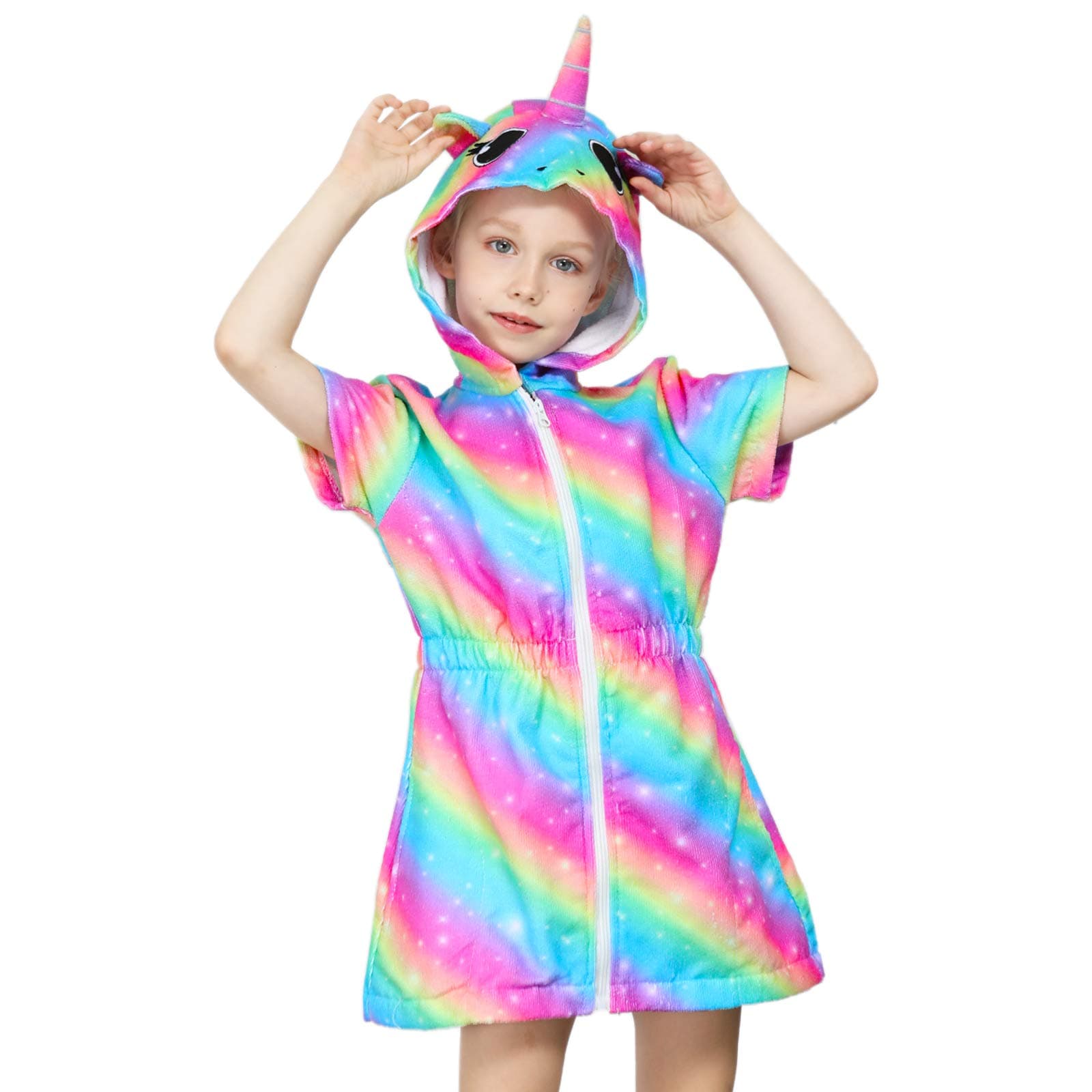 SylfairyCover Up for Girls Terry Swim Cover Ups Hooded Terry Kids Cover Up Bathing Suit Beach Dress 4-9Years