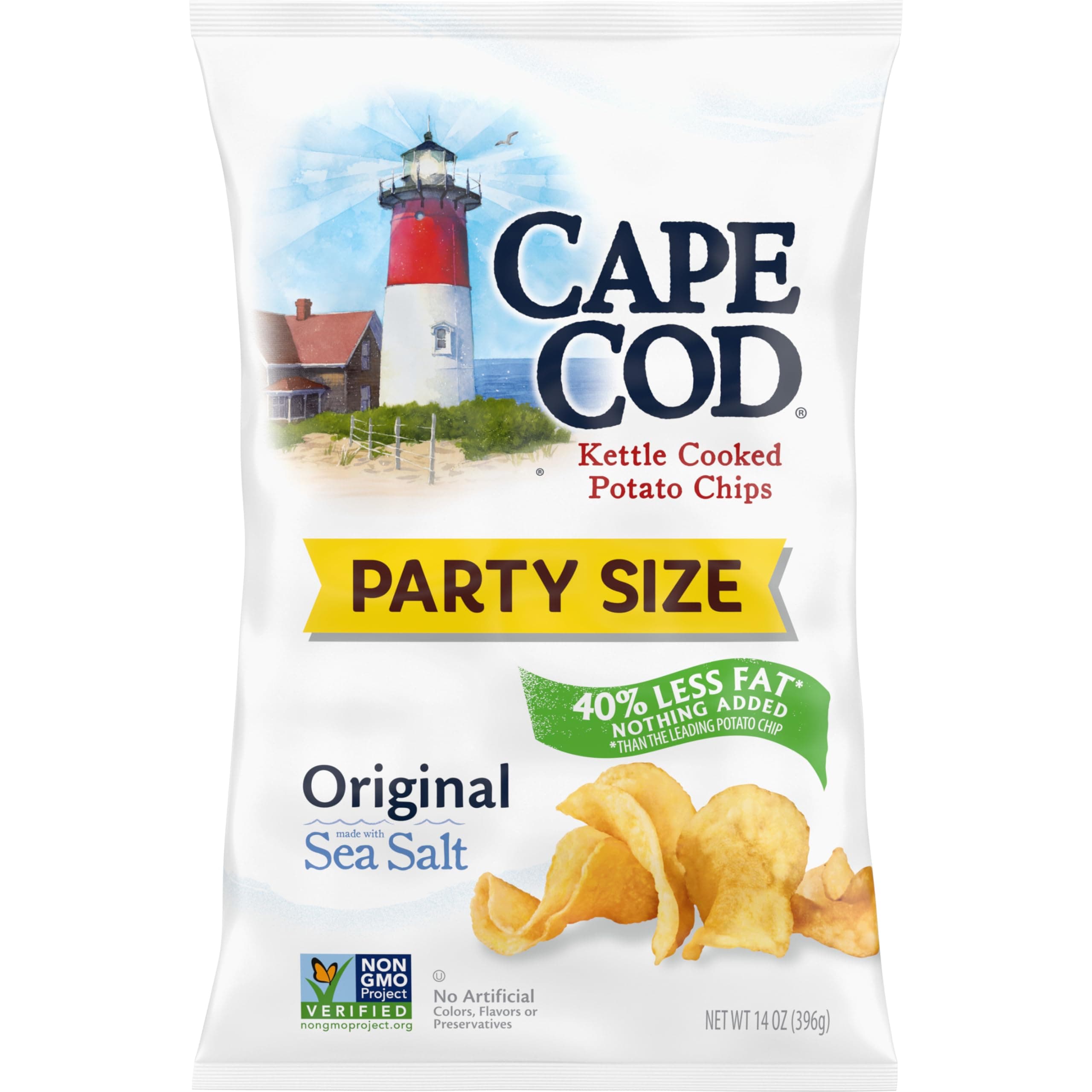 Potato Chips, Less Fat Original Kettle Chips, 14 Oz