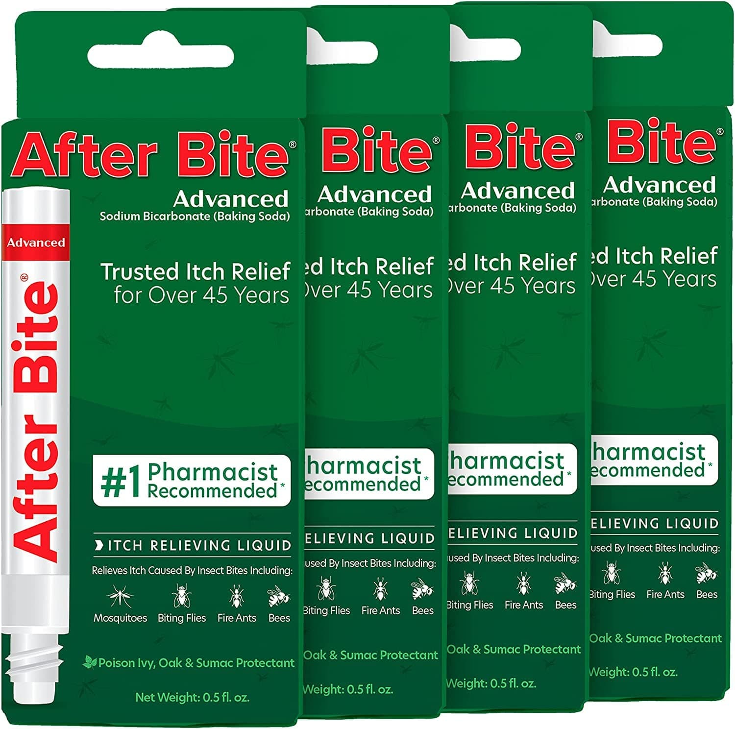 Advanced Formula - Bug Bite Itch Relief with Sodium Bicarbonate - Ideal for Mosquito Bites, Fire Ant Bites, Bees & More - Portable Pen Applicator - 0.5 oz (4 Pack)