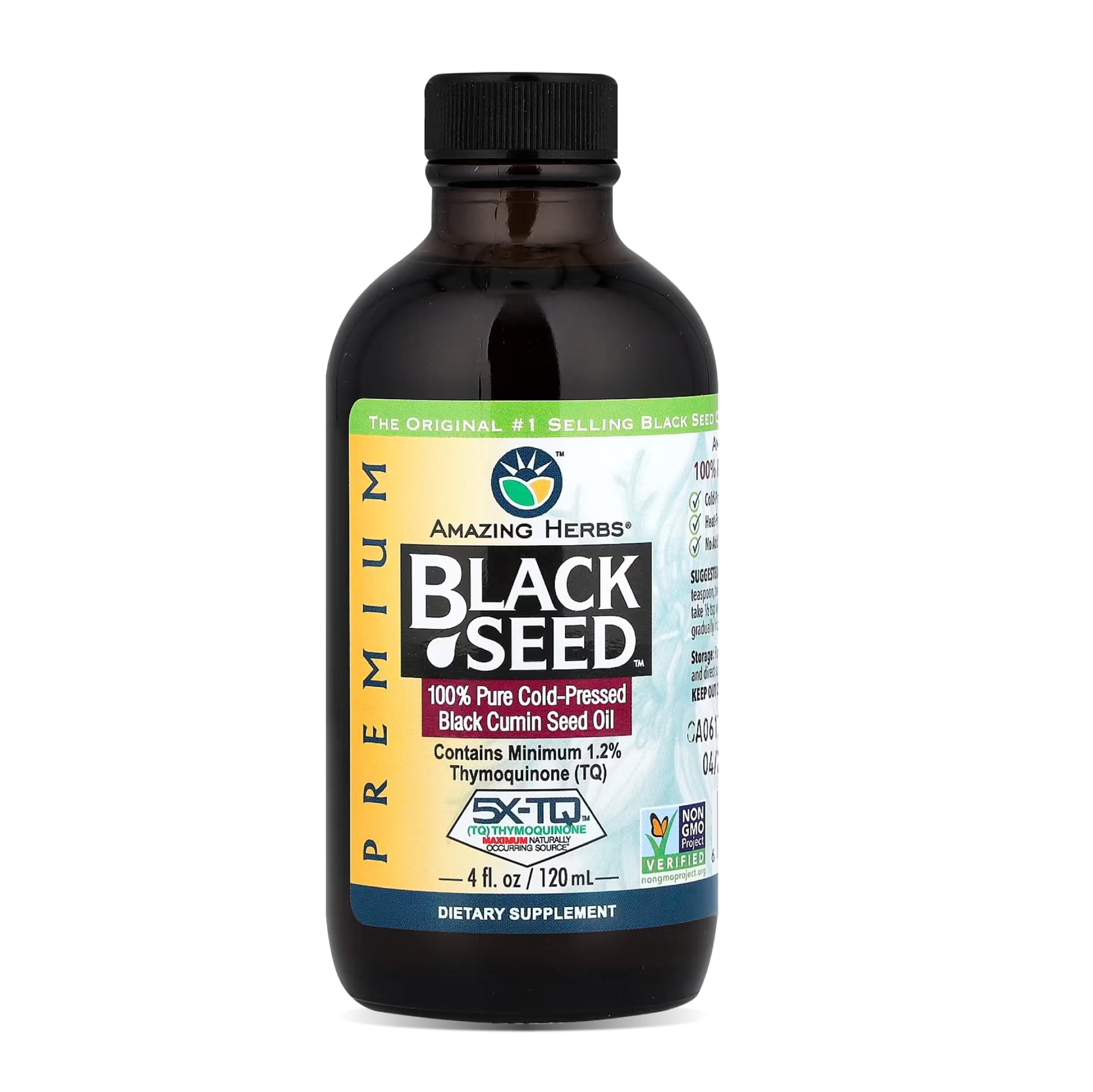 Premium Black Seed Oil - Cold Pressed Nigella Sativa Aids in Digestive Health, Immune Support, Brain Function, Joint Mobility, Gluten Free, Non GMO - 4 Fl Oz