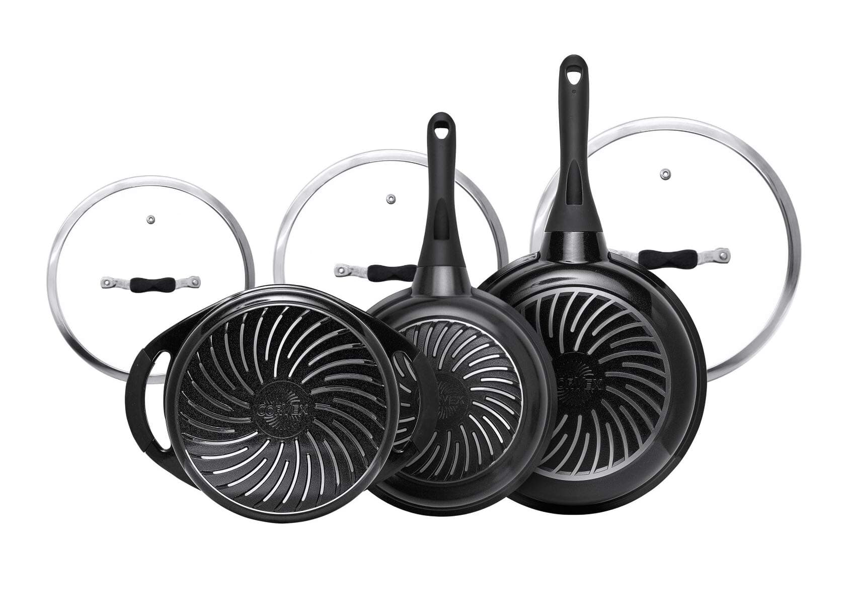 CorVex Nonstick 6-Piece Ceramic Pot and Pan 6 Piece Cooking Set