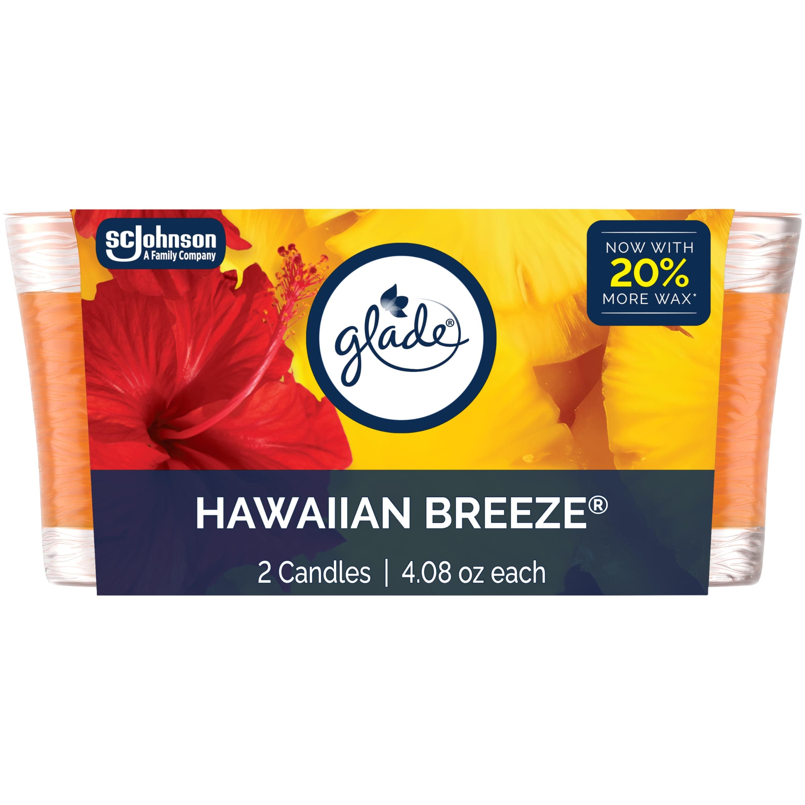 Glade Scented Candle Jar, Hawaiian Breeze, Air Freshener Infused with Essenti...