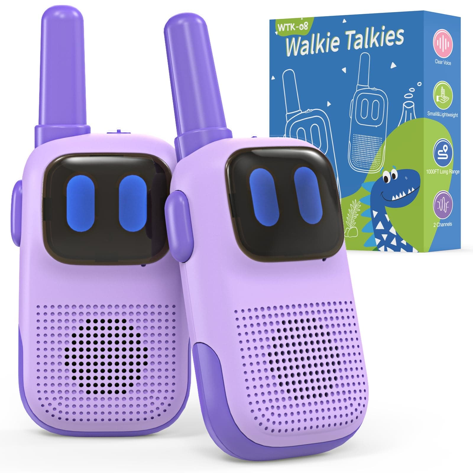 Outdoor Toys for Kids Ages 4-8, Kids Walkie Talkies 2 Pack 1000FT Long Distance with 2 Channels, Handheld Walky Talky for Children Interactive Toys Birthday Gifts for Girls Boys 5-7 Year Old