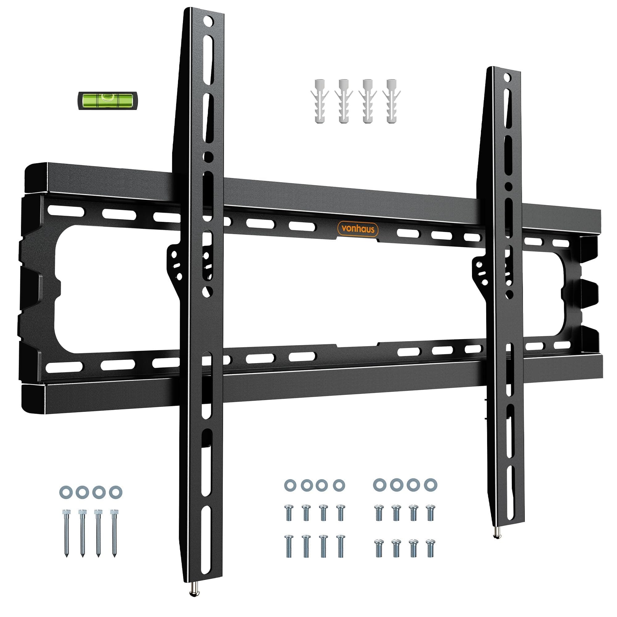 VonHaus TV Wall Bracket for 37-85" Screens, Ultra-Slim TV Bracket with Spirit Level, Flat to Wall Mount, 70kg Capacity, Max VESA : 600x400mm