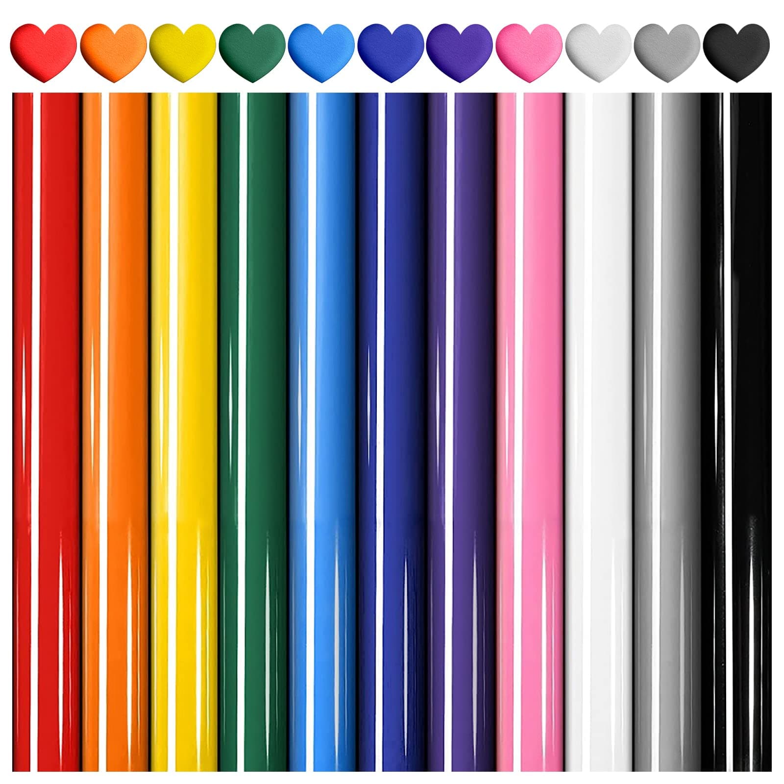 Heflashor Puff Vinyl Heat Transfers Iron on HTV Assorted 11 Solid Colors, 3D Foamed Puffy Vinyl PU Heat Press 12x10 Inch Easy Cut Weed Iron on Puff Vinyl for T-Shirts, Soft Fabric Crafts Supplies