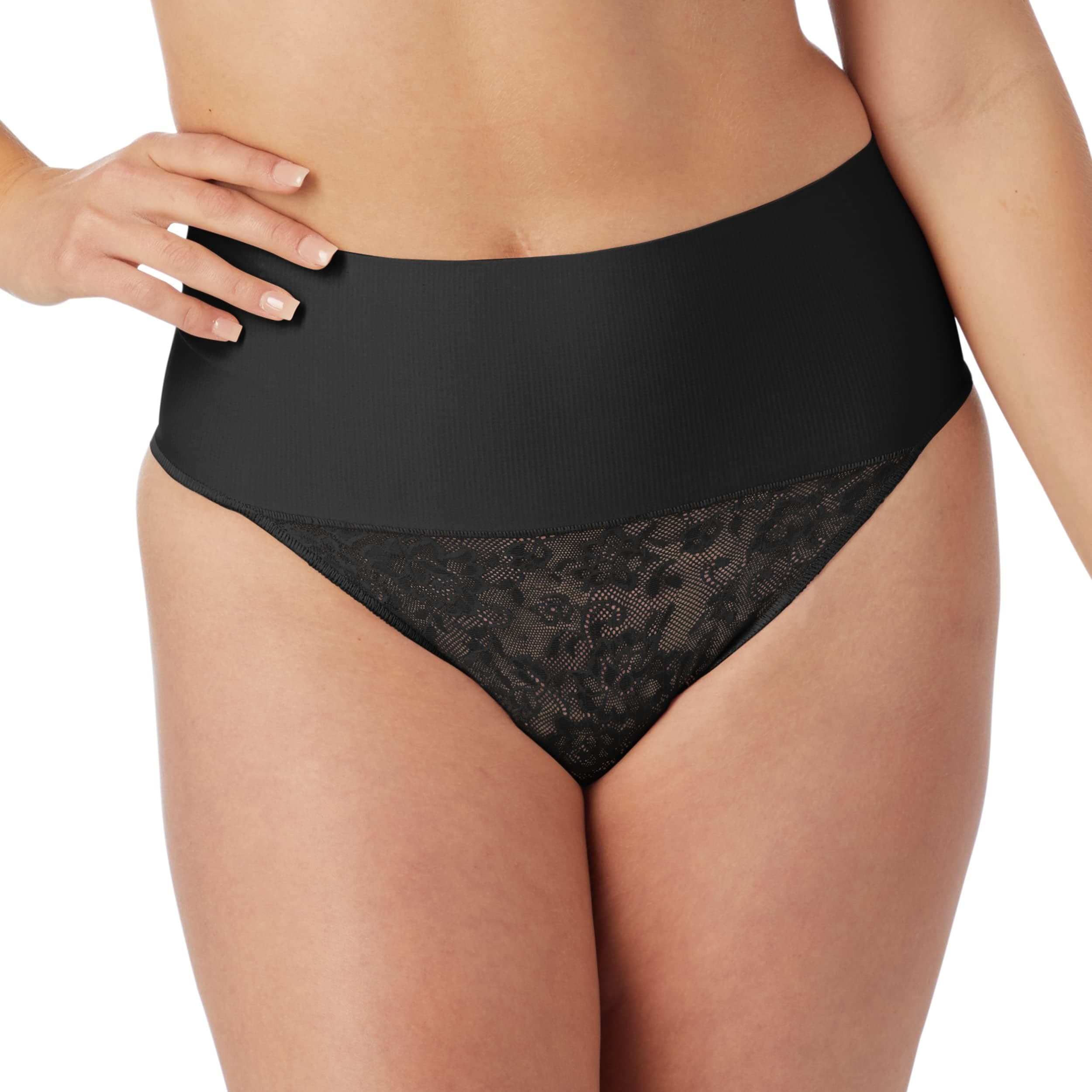 Women's Women's Tame Your Tummy Shaping Lace Thong With Cool Comfort Thong Panties