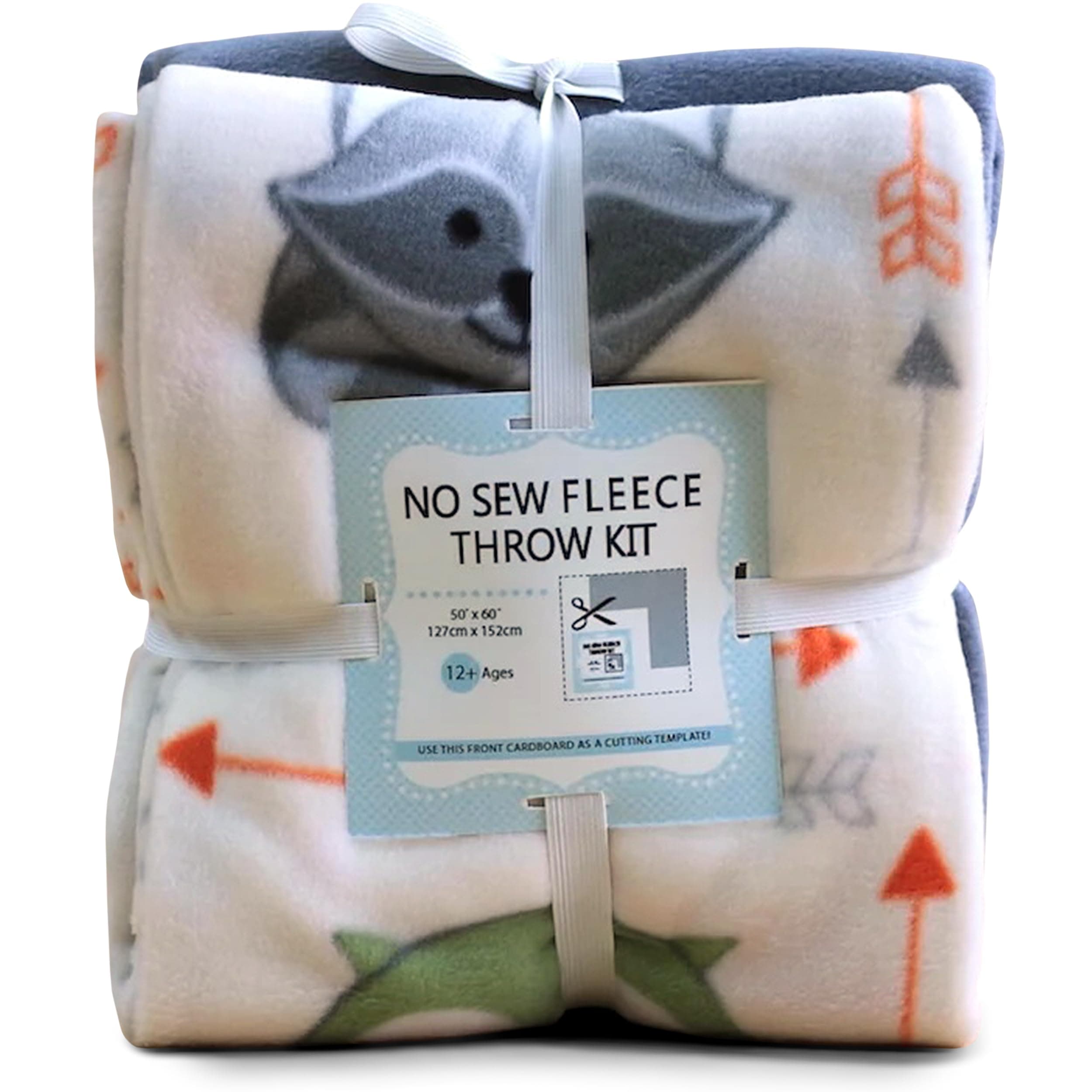 Animal Buddies No-Sew Throw Fleece Fabric DIY Blanket Making Kit, Make Your Own, Anti-Pill, 50x60 inches