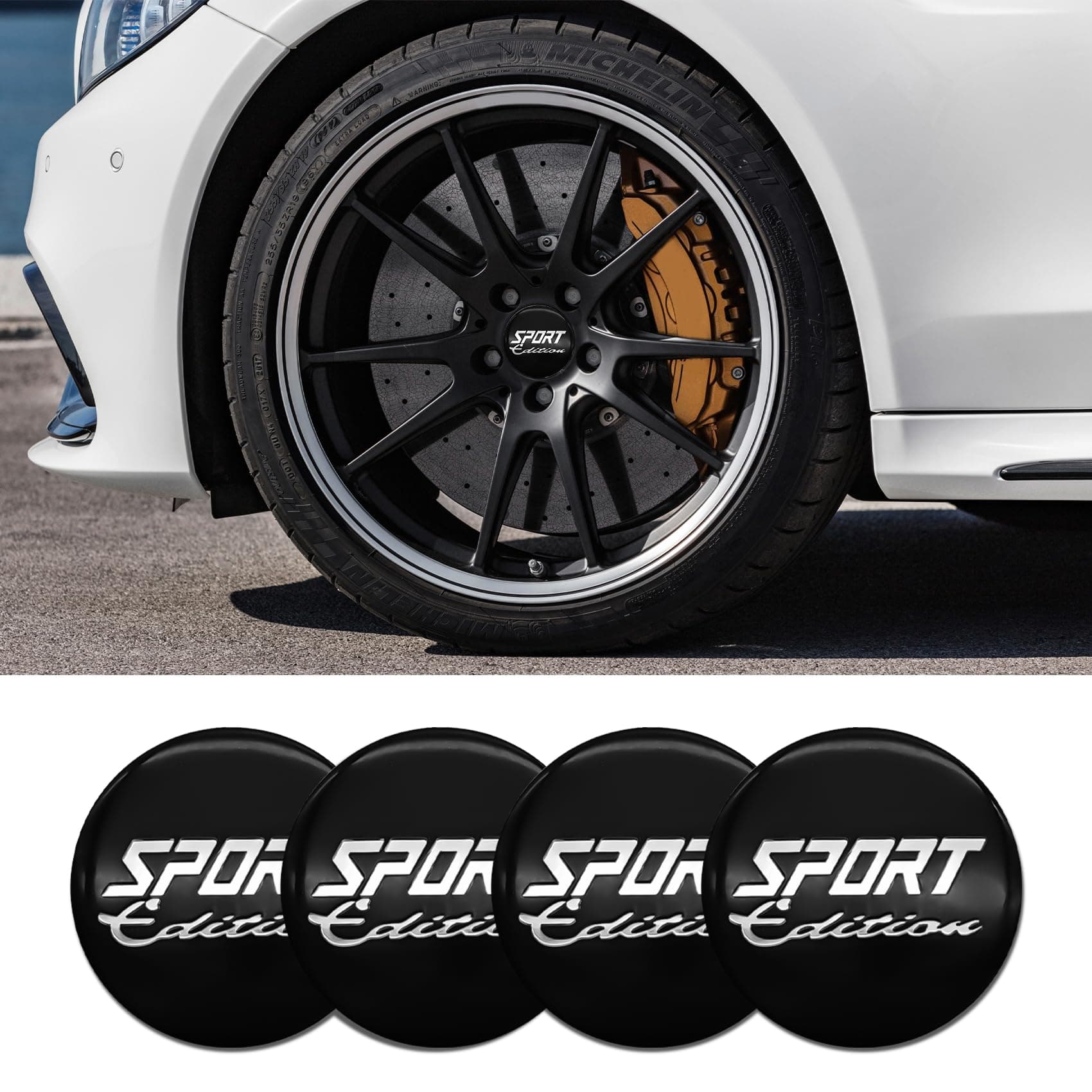 4PCS Car Wheel Center Hub Covers, Aluminum, Custom Style, Automotive Wheel Center Caps, Black