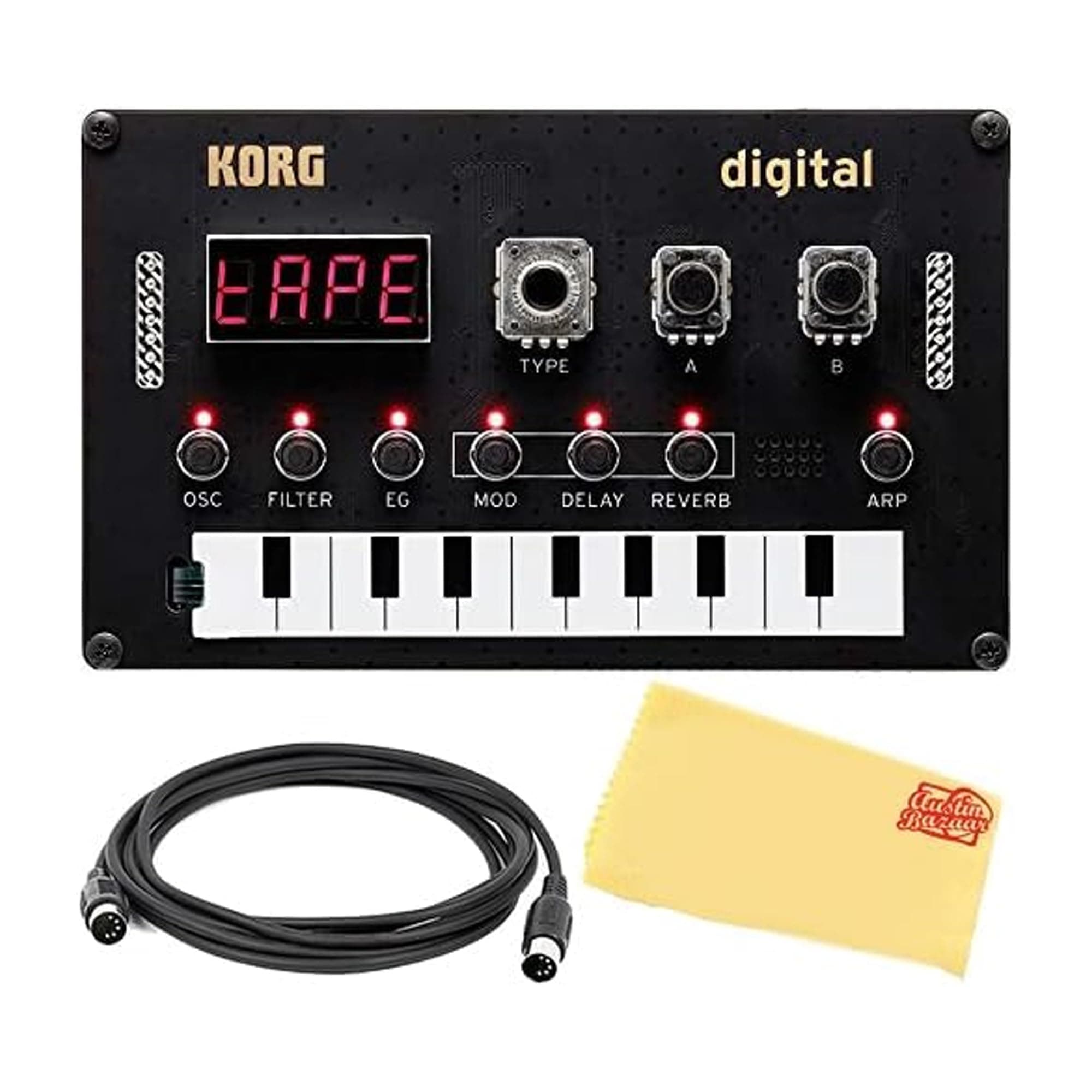 Nu:tekt NTS-1 Programmable Synthesizer Kit Bundle with MIDI Cable and Austin Bazaar Polishing Cloth