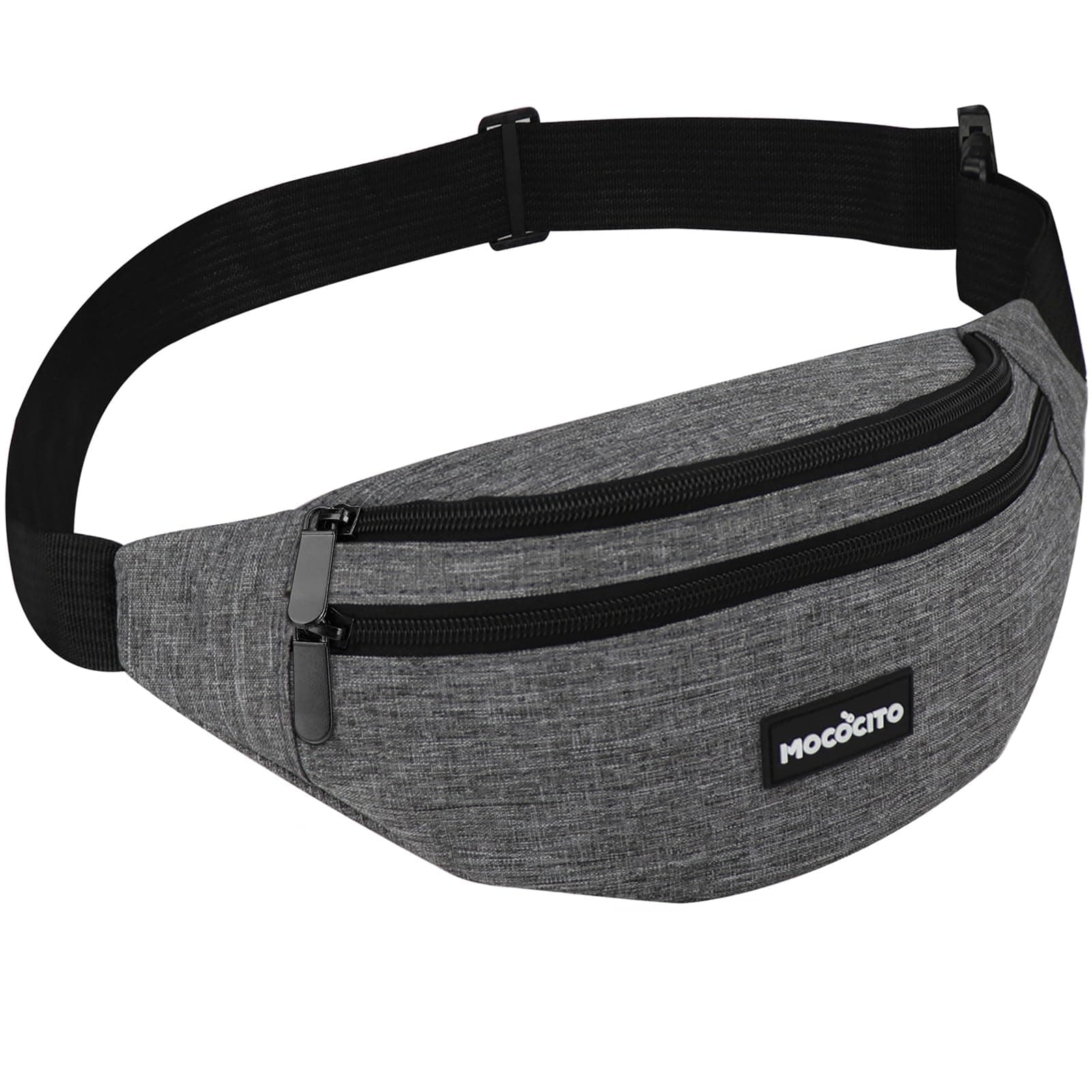 Bum Bag Fanny Pack for Men Women Waist Bag Bumbag Travel Money Belt Fashion Bum Bag with3 Zip Pockets and Adjustable Belt for Sport Running Hiking Jogging,Dog Walking