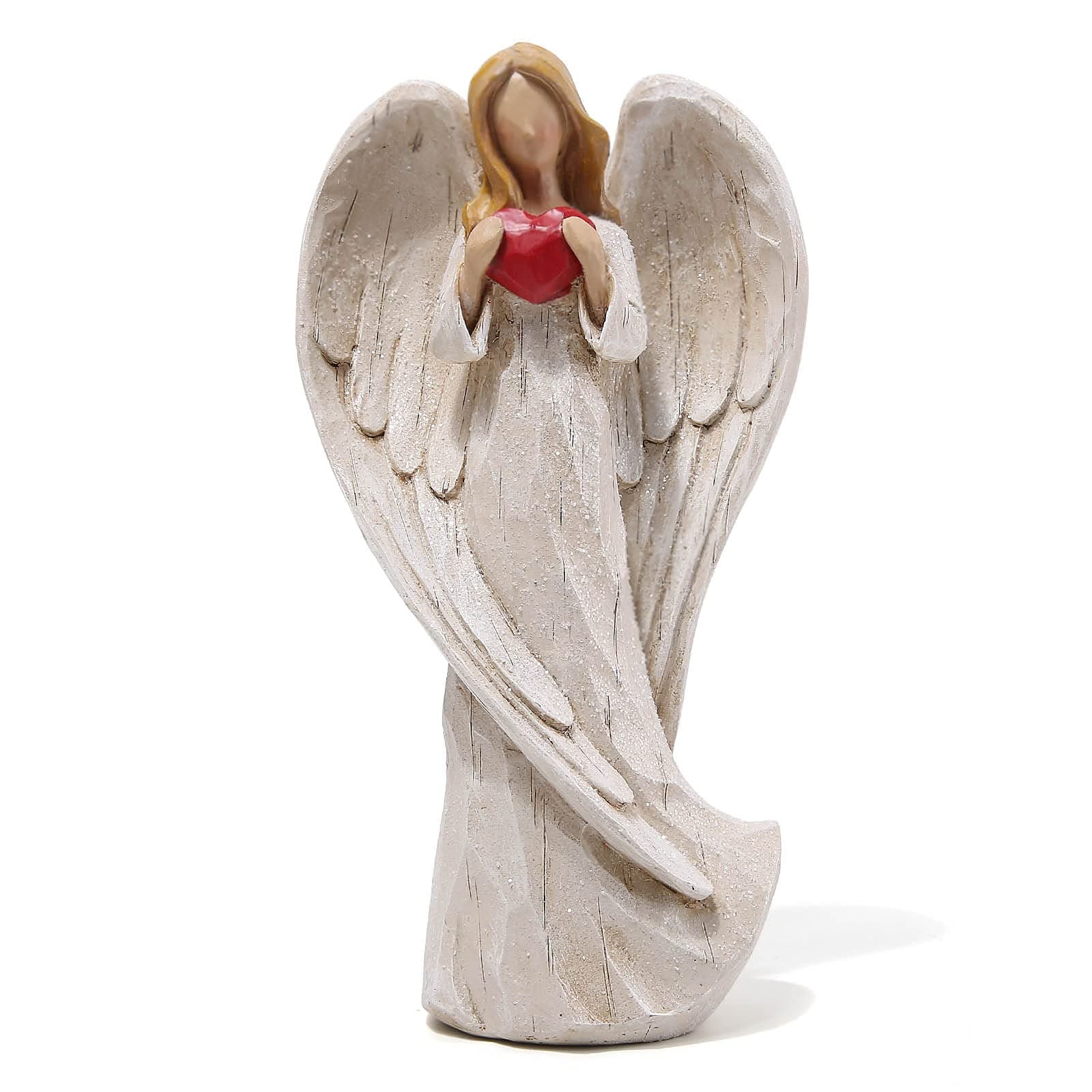Hodao 8.75inch Resin Praying Angel Sculpture Figurine for Gifts Home Decoration Praying commemorating Angel Statue, exquisitely Carved and Hand-Painted Characters (with Hear)