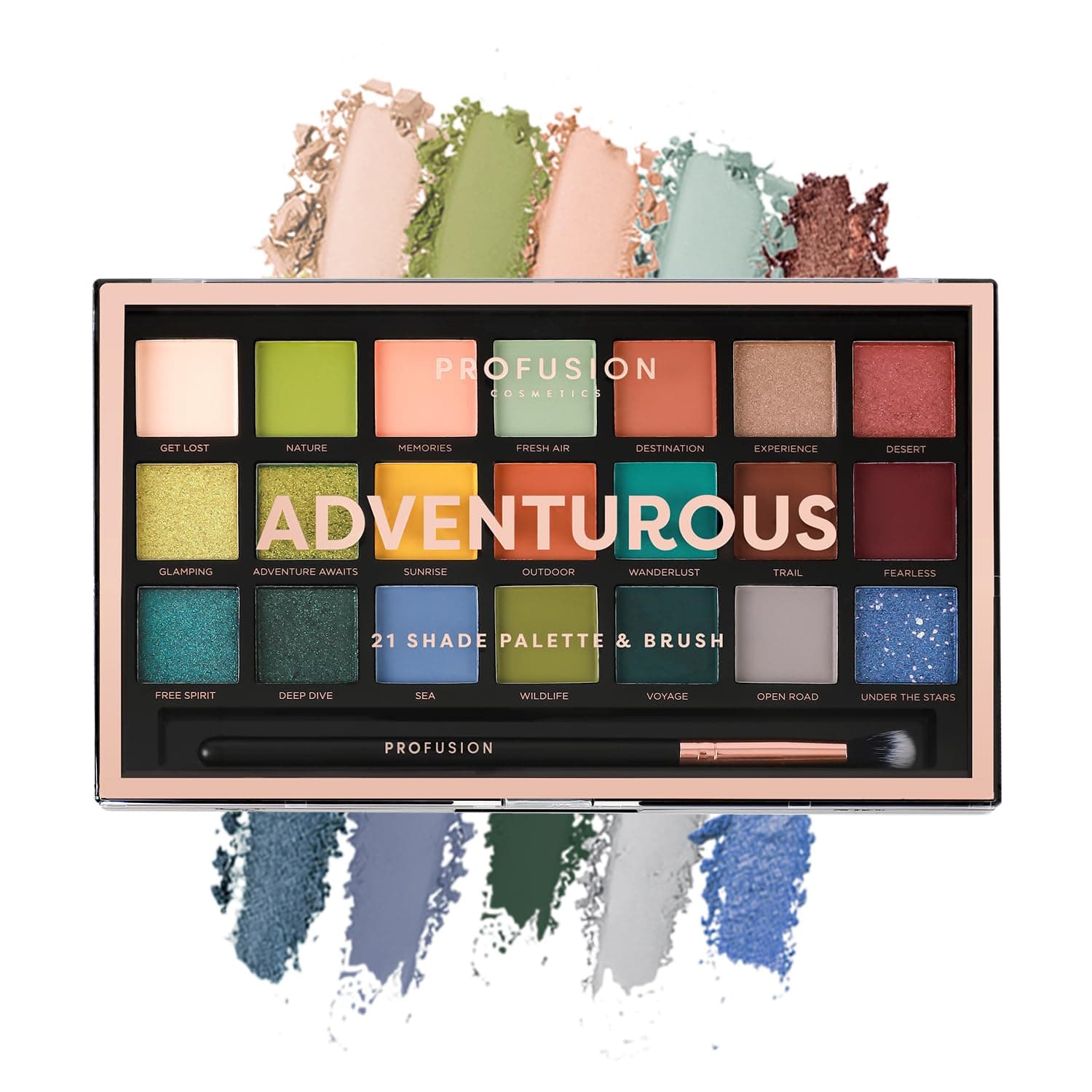21 Shades Eyeshadow Palette with Brush – Blendable Matte, Shimmer & Metallic Shades in Bold Neutrals and Vibrant Hues, Travel-Friendly Makeup Kit for Women & Teens