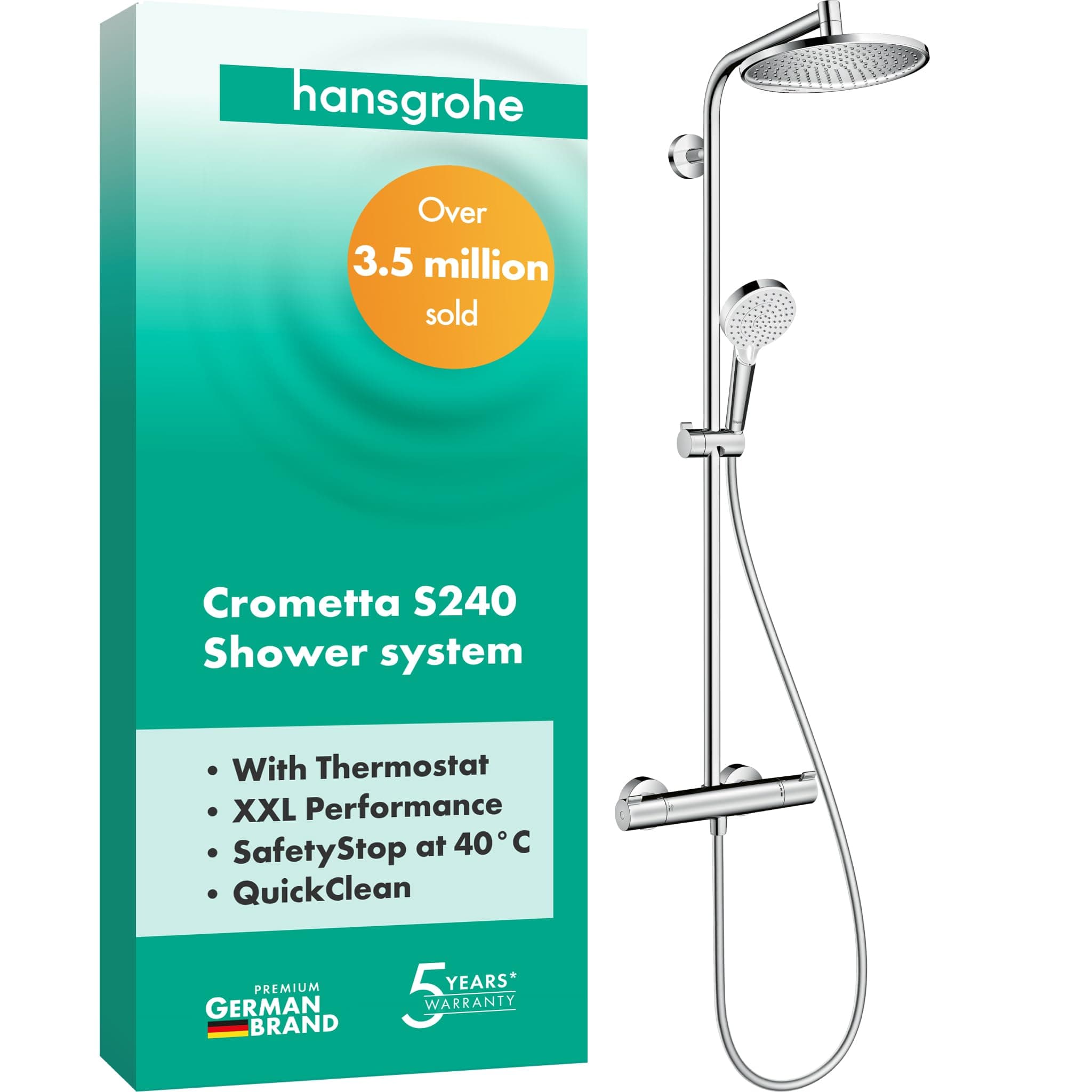 Crometta S 240 1 Jet All In One Shower Column With Thermostatic Control, Chrome 27267000