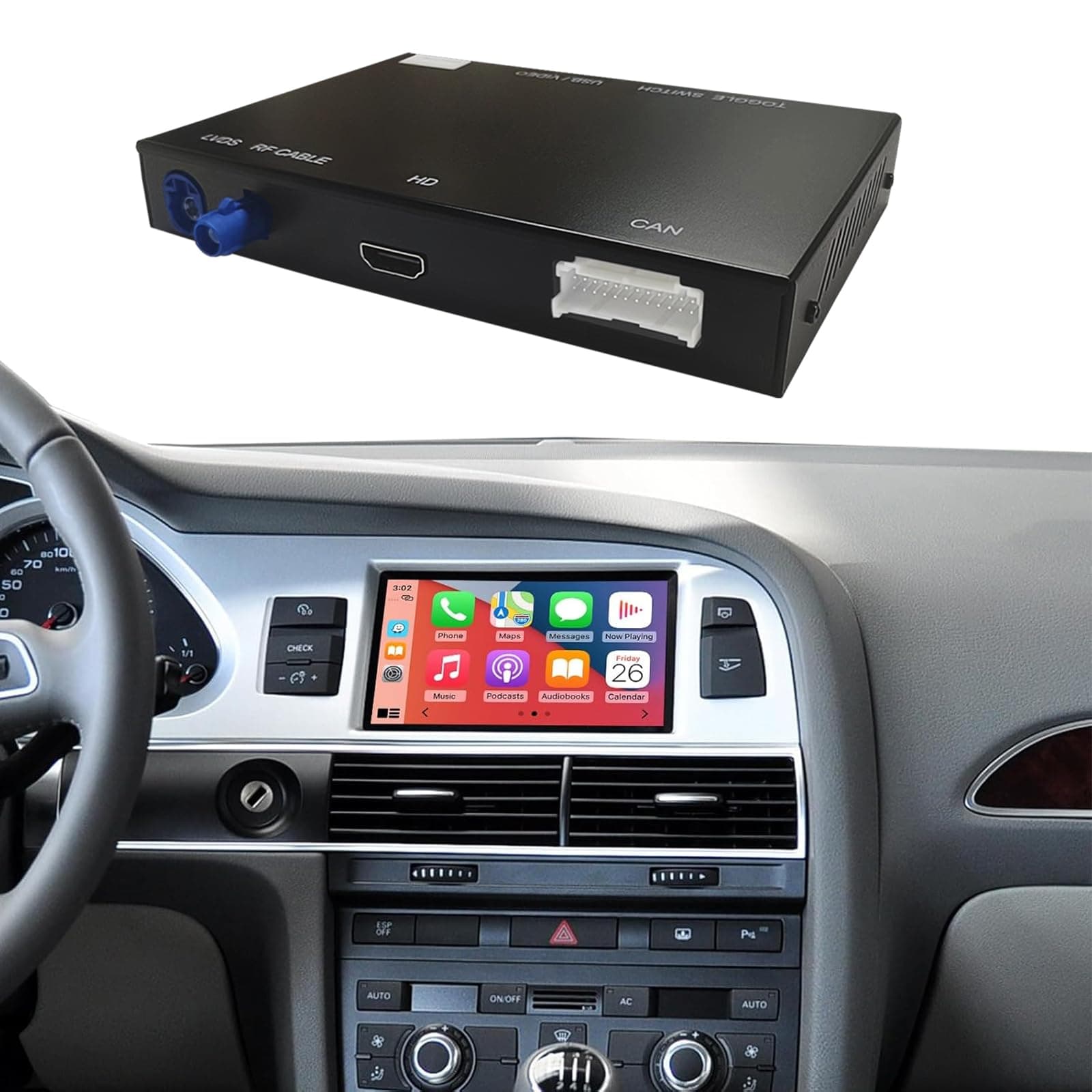 NINETOM Wireless CarPlay Retrofit Kit Decoder for Audi A6 S6 (2010-2011) Q7 (2010-2015) with Factory 3G MMI System Android Auto Support Mirrorlink Siri Camera