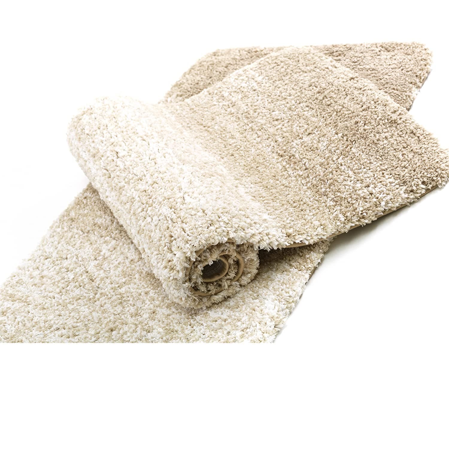 Bathroom Rug Non Slip Soft Shaggy Ombre Beige Plush Mat for Tub - Machine Washable, Super Absorbent, Easy to Clean, Perfect Carpet as Bath or Area Rug (32 x 20)