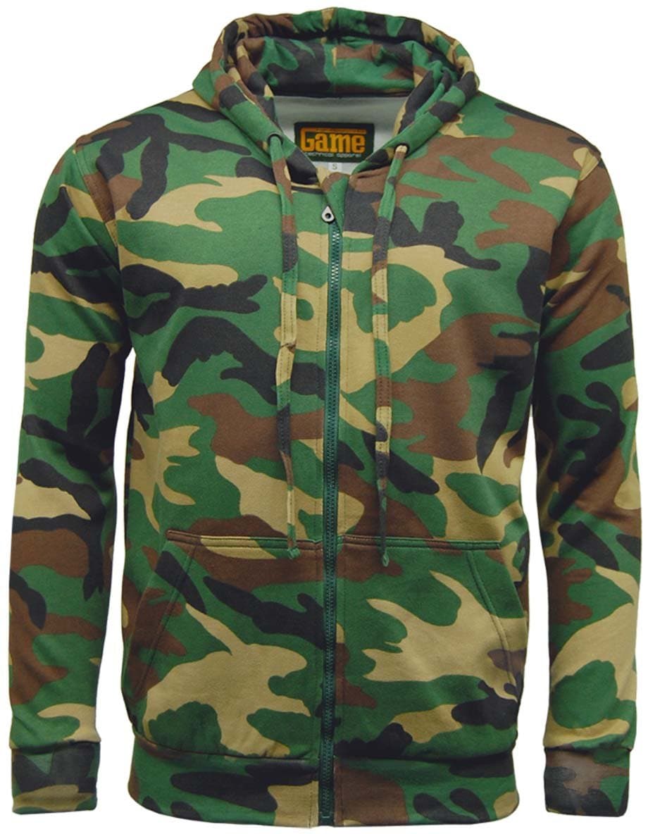 Game Technical ApparelMens Game Woodland Camouflage Fleece | Hooded Top | Zip Hoodie | Joggers