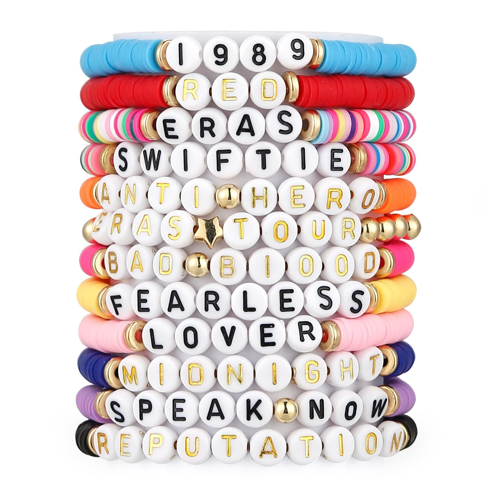HOUPEACE 12pcs Friendship Bracelets Lover 1989 Reputation Bracelet for Eras Music,TS Album Inspired Bracelets Set for TS Fans