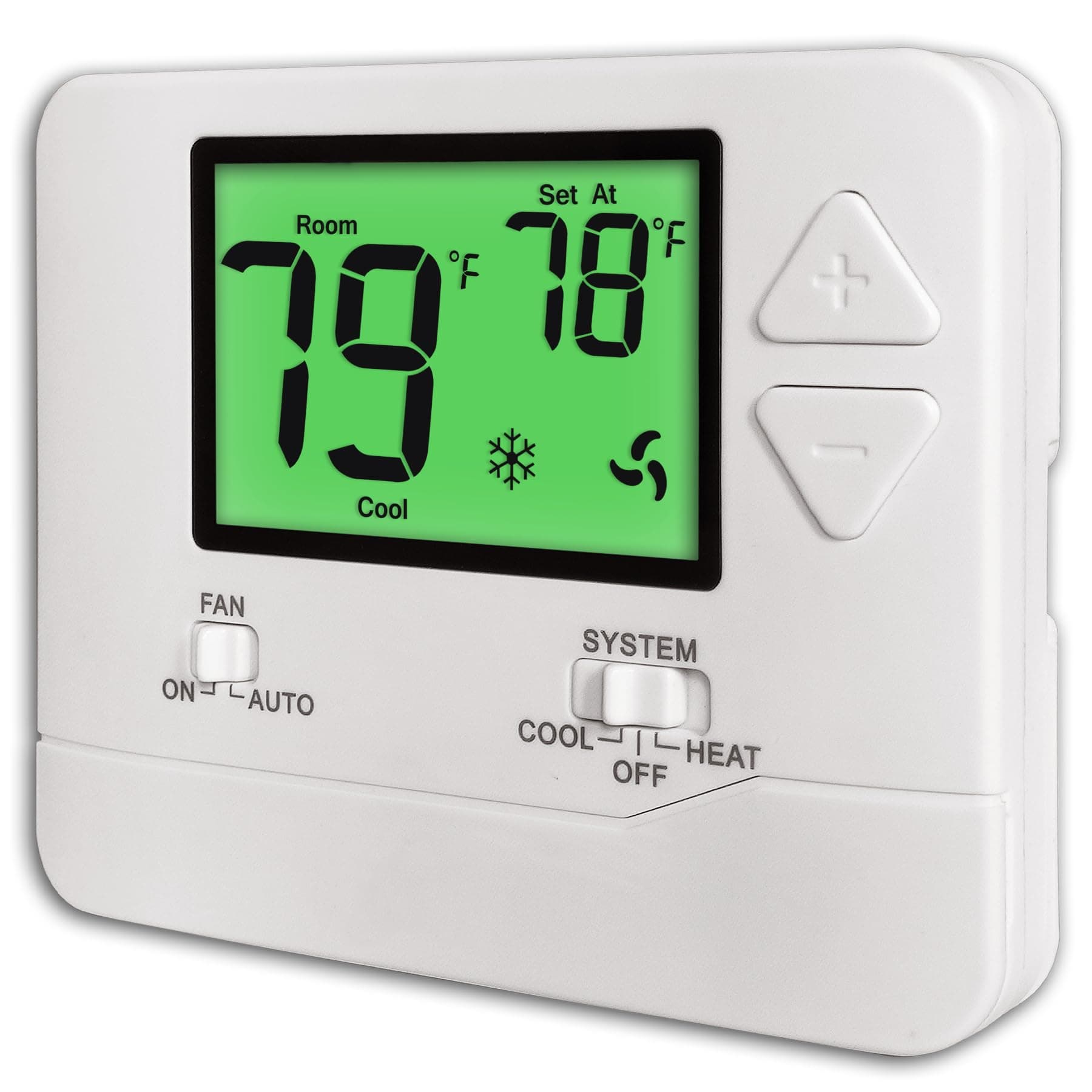 Non-Programmable Thermostats for Home Conventional Single-Stage Systems, up to 1 Heat/ 1 Cool (with Green Backlight)