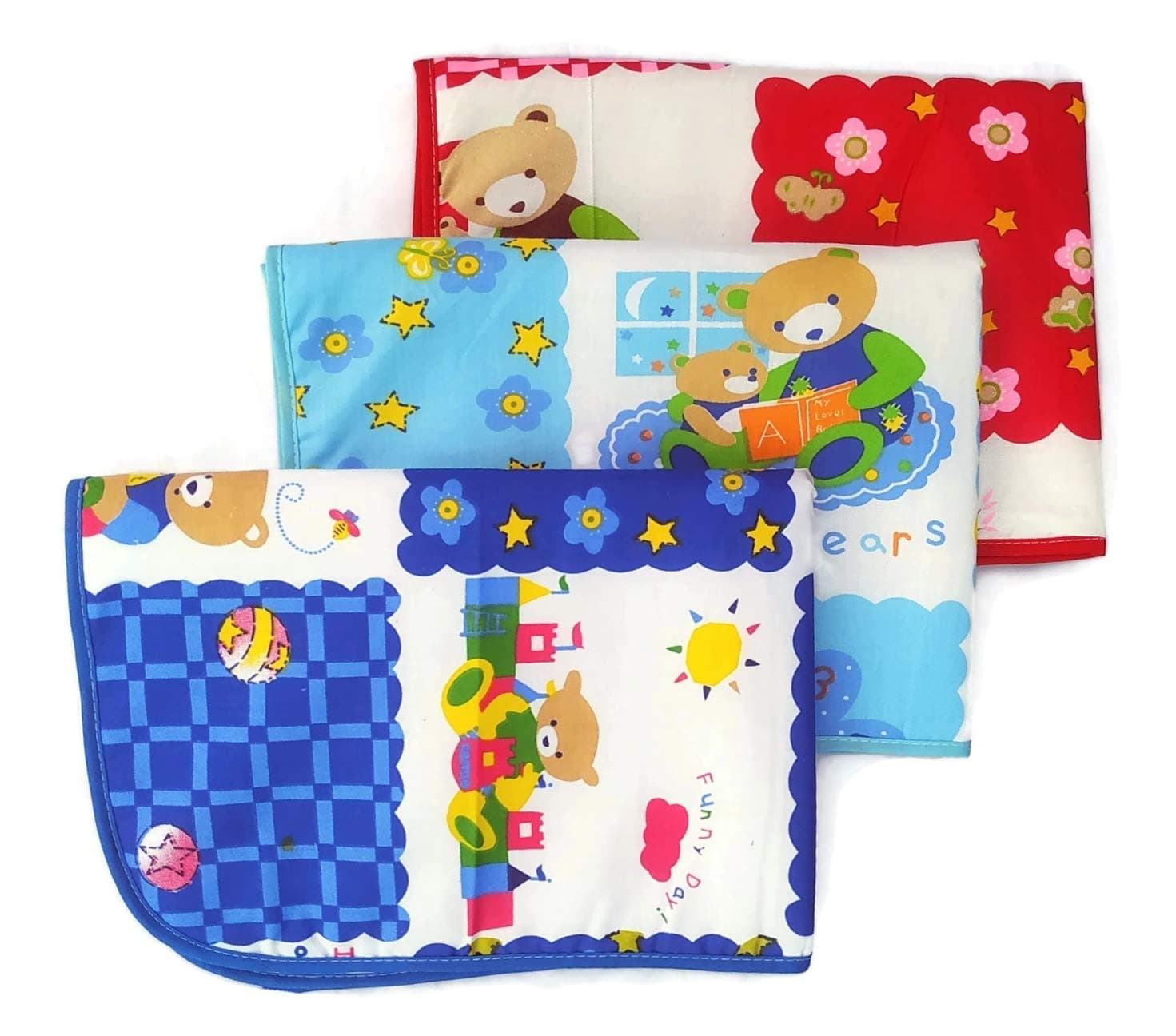 Sharma Clothing New Born Baby Cotton Plastic Sheet,Sleeping Mat,Waterproof Foam Cushioned,Changing Sheet-Set of 3 Medium (0 to 6 Months) Colour4