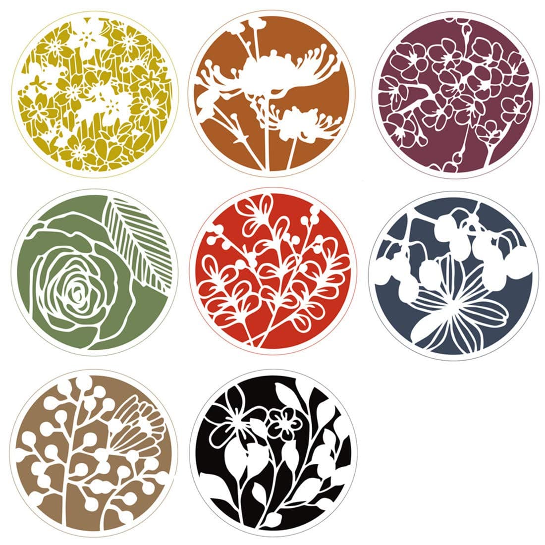 Buyby 8 Packs Flowers Stencils Scrapbooking Crafts Arts Drawing Template 6.6 inches White