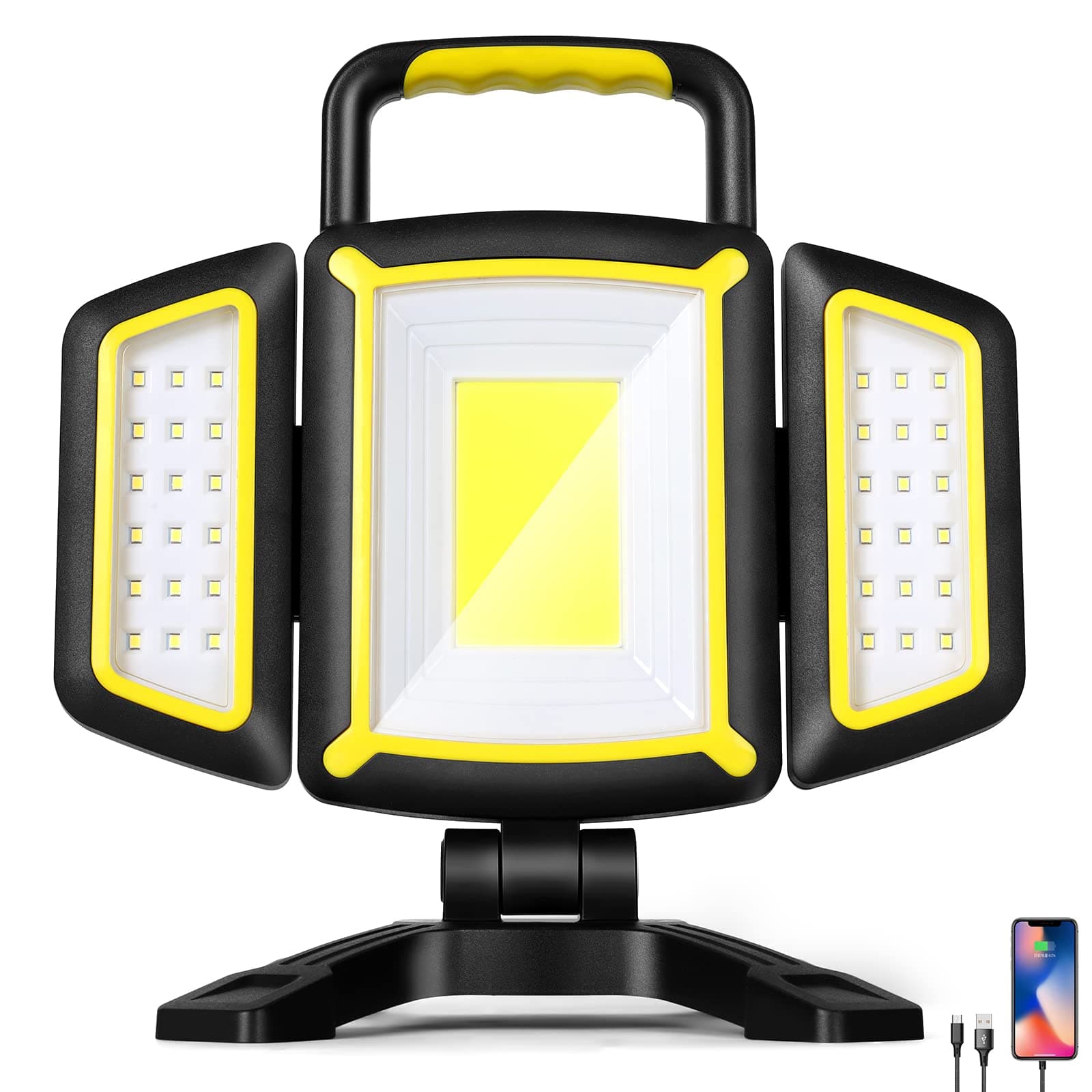 Magnetic Light, Portable LED Work Light, 5 Light Modes, Magnetic Base, Rechargeable, Battery Operated COB Flashlight, Dimmable Flood Light for Car Repair Camping