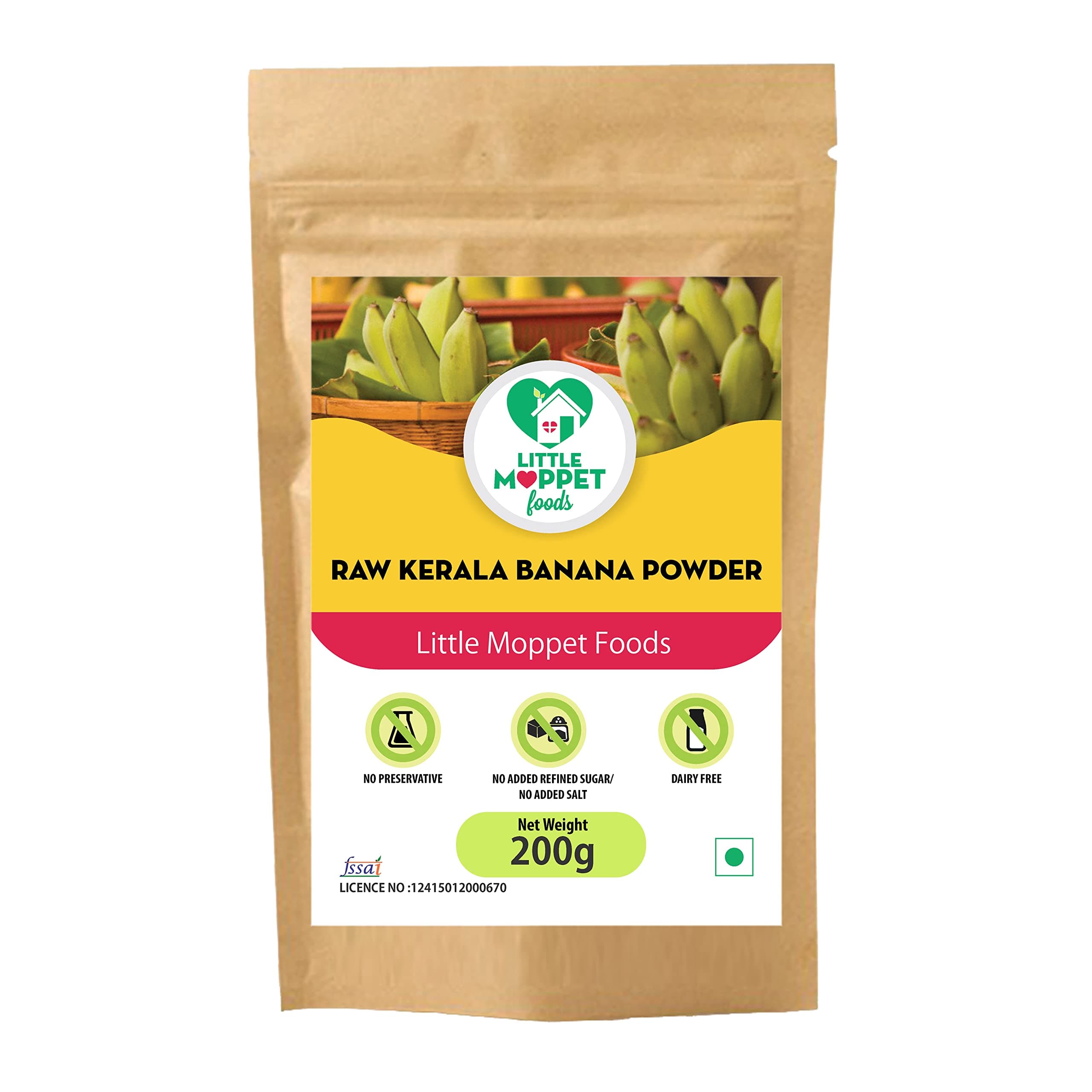 Little Moppet Foods Raw Kerala Banana Powder - 200g |Made by a doctor Mom| No Additives and Preservatives | Free from Added Salt and Sugar | Prepared from Sundried Raw Kerala Nendran Banana | Fibre-Rich | Easily digestible | Kannankaya Powder