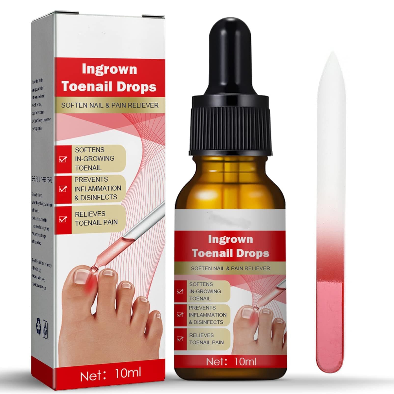 Ingrown Toenail Treatment - Ingrown Toenail Treatment Drop with Glass Nail File - Cuticle Care Oils for Ingrown Toenails - Trimming Toenail Softening Drops Nail Repair