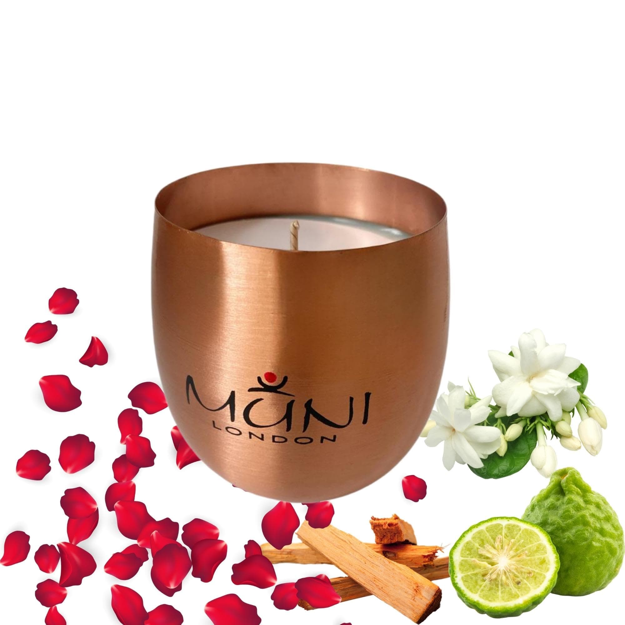 Muni London Luscious Candle Christmas Gifts for Women, Rose Geranium, Jasmine, Sandalwood, Cedar & Bergamot, Natural Soy Wax & Essential Oils, Luxury Candles Long Burning