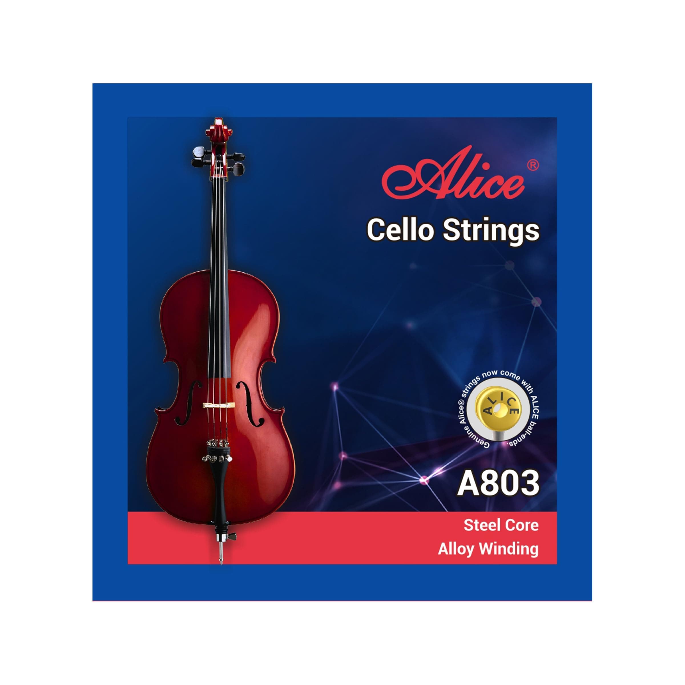 - Alice Cello Strings 4/4 Full Set - Well Balanced & Deep-forceful Timbre, Steel Core with Alloy Winding, Cello Strings for 4/4 & 3/4 Size Cello (FullSet A D G and C)