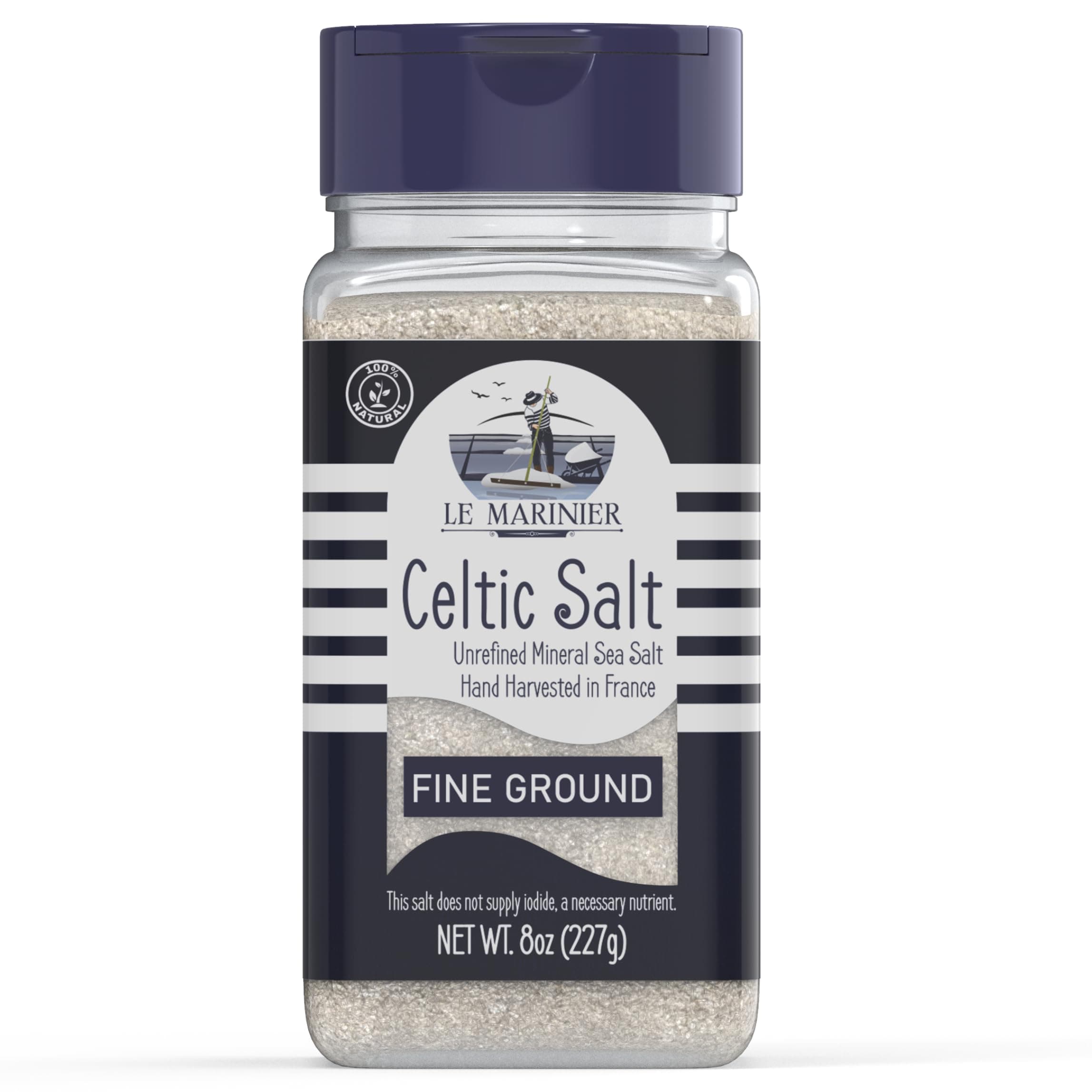 Celtic Salt Organic Fine Ground, 8oz. Mineral Rich 100% Natural and Unrefined. Refillable Salt Shaker. French Sea Salt with Vital Minerals. Hand Harvested (8oz Fine Ground)