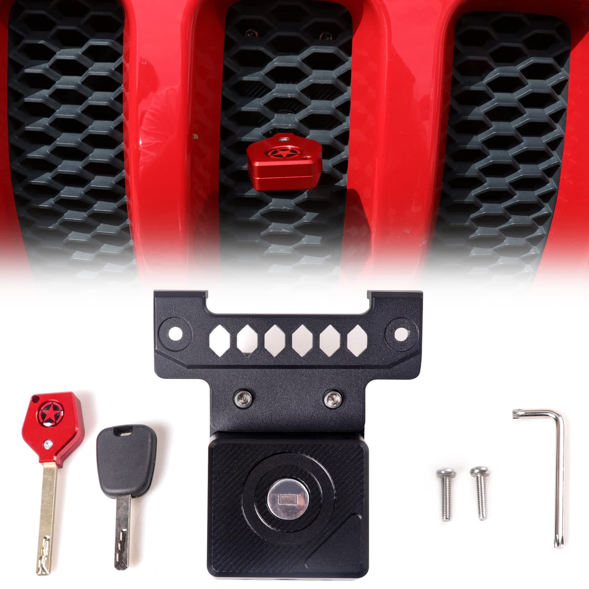 BESTAOO Anti-Theft Hood Lock for Jeep Wrangler JL, Hidden Locking Hood Latches for 2018-2024 2025 Jeep Wrangler JL JLU (Including 4XE), Aluminum, with 2 Keys