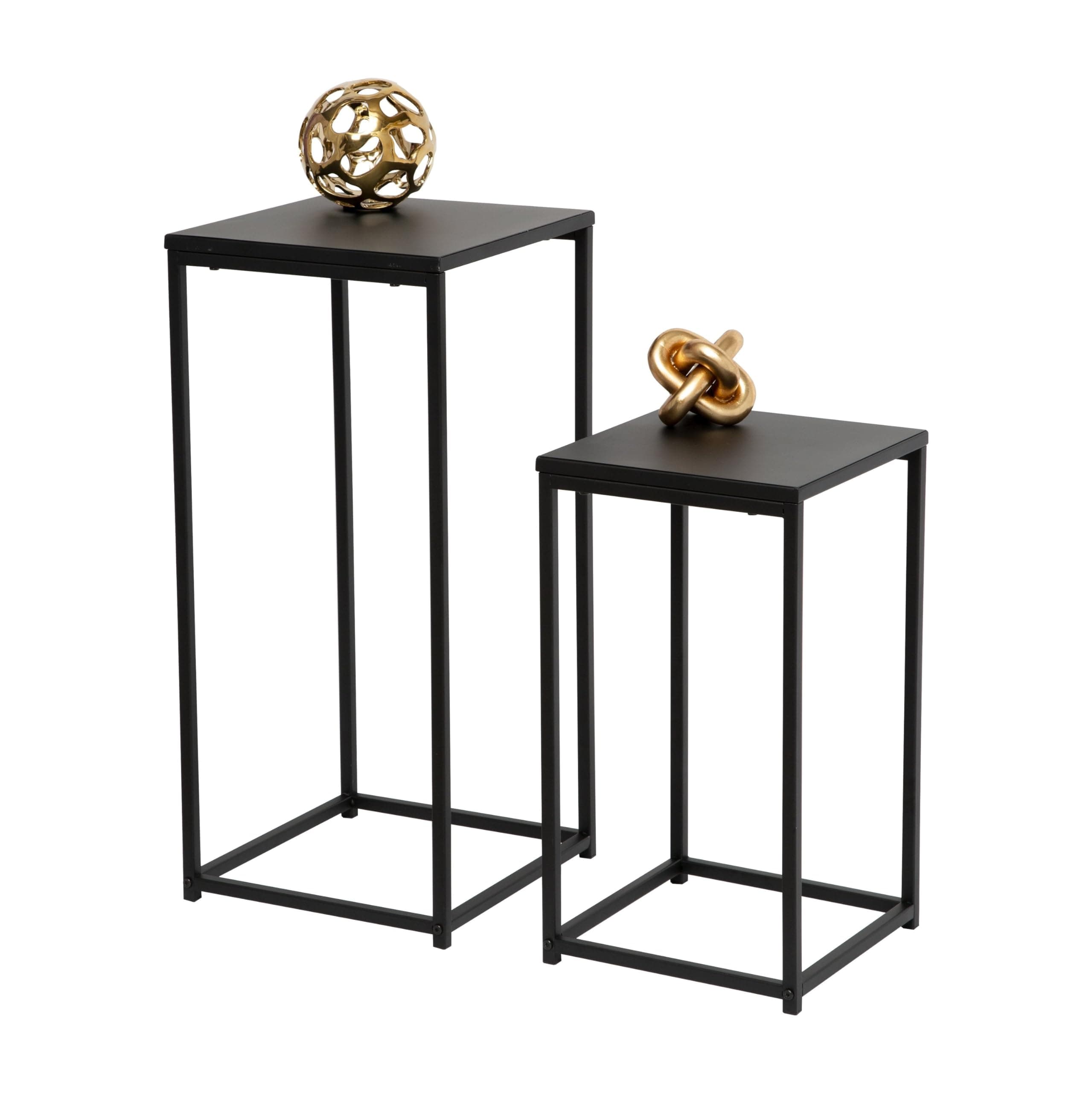 Honey-Can-Do Square Side Tables, Black TBL-08799 Black, 135 lbs, Set of 2