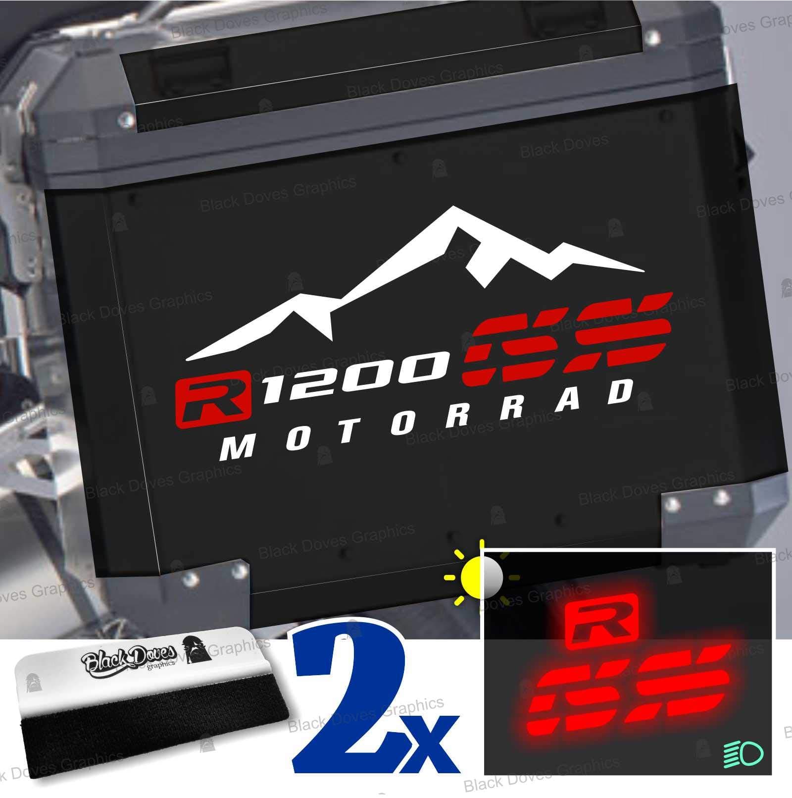 2pcs R1200GS compatible with BMW Motorrad R1200 ADVENTURE ADESIVI R 1200 GS for Touratech GIVI Trekker Outback Panniers (White/Red)