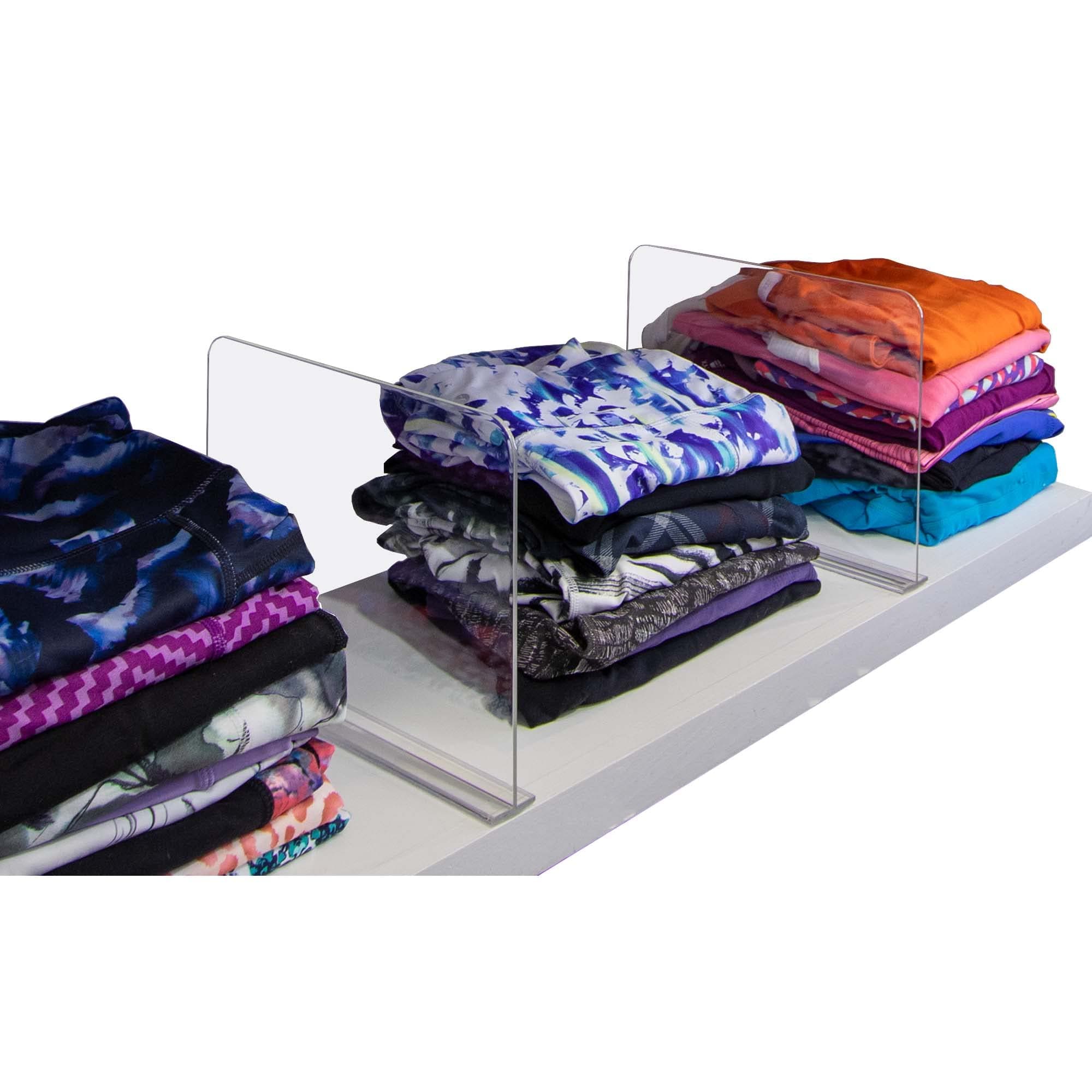 Bee Neat Clear Acrylic Closet Shelf Dividers for Clothes, Handbags, Purses, Books, Sweaters - Adjustable Separators to Organize Wooden Shelves - 8" Tall - Pack of 2