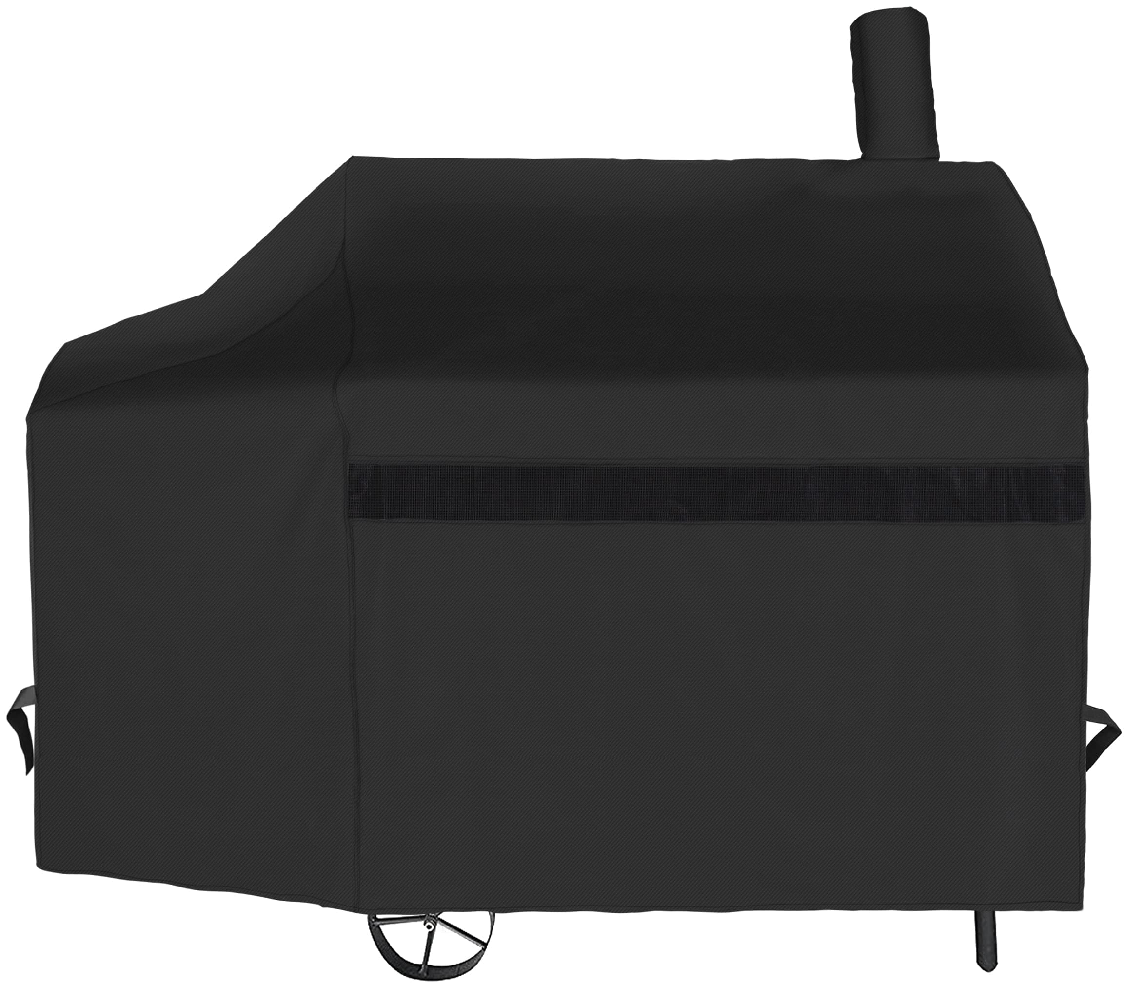 Offset Smoker Cover - 60 Inch Waterproof Charcoal Grill Cover, Outdoor Heavy Duty BBQ Cover, Rip Resistant Smokestack Barbecue Cover for Brinkmann Char-Broil Weber Nexgrill, Black.