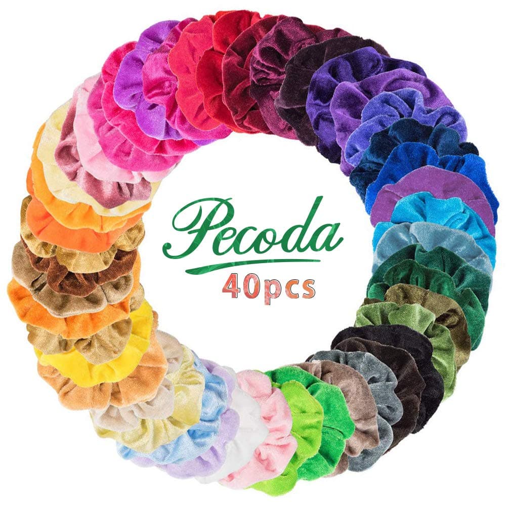 40 Pcs Hair Scrunchies Velvet Elastic Hair Bands Hair Ties Ropes Scrunchie for Women or Girls Hair Accessories - 40 Assorted Colors Scrunchies