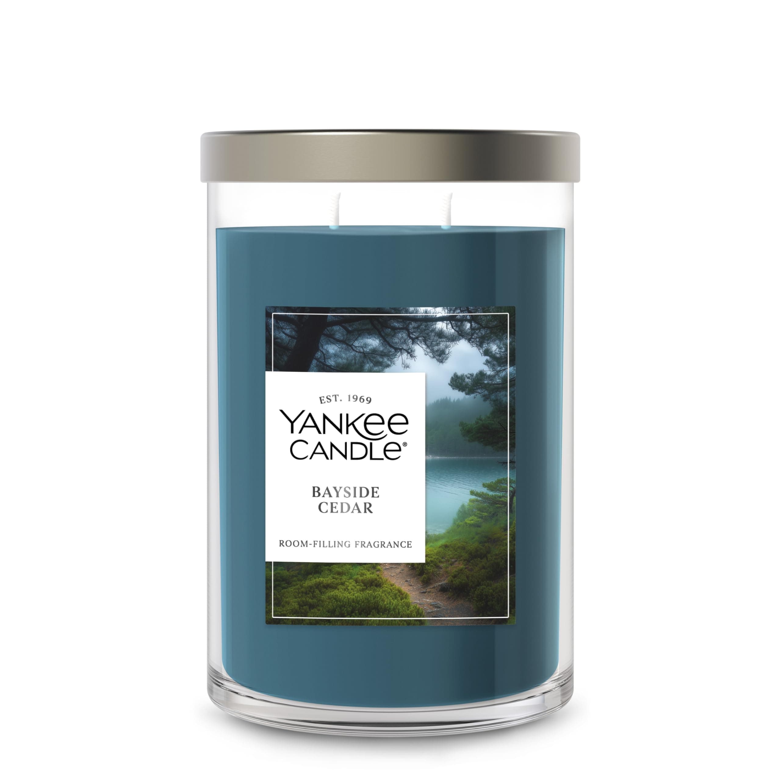 Yankee Candle Bayside Cedar Scented, Signature 20oz Large Tumbler 2-Wick Candle, Over 60 Hours of Burn Time