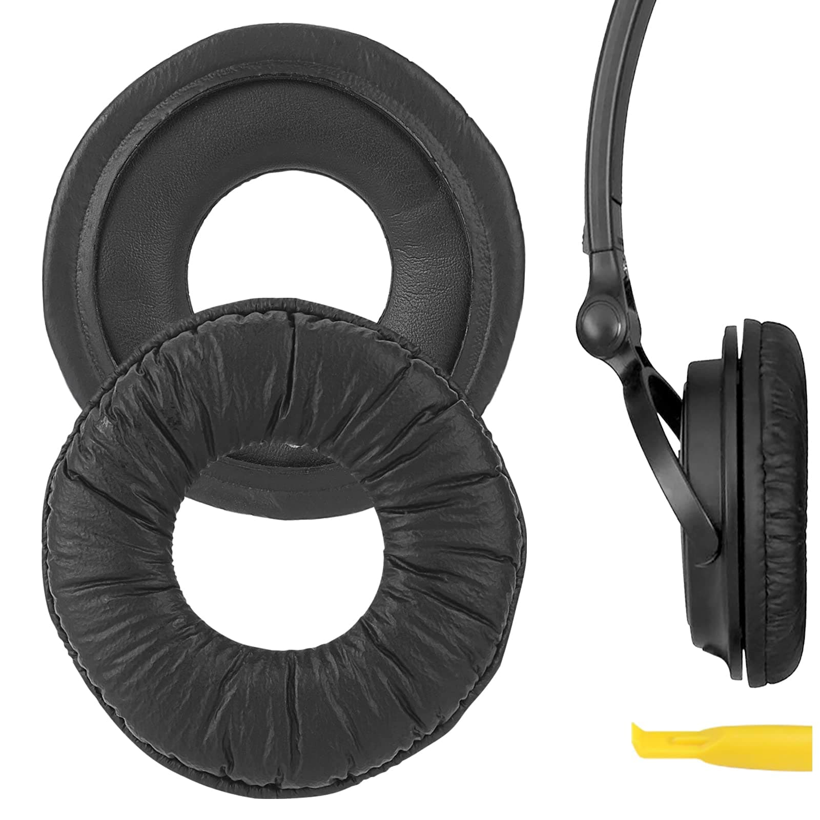 Geekria Leatherette Replacement Ear Pads for Sony MDR-V150, V200, V250, V300, V400, ZX100, ZX110, ZX110NC, ZX220BT, ZX300, ZX310, ZX330BT Headphones, Ear Cushions (Black)