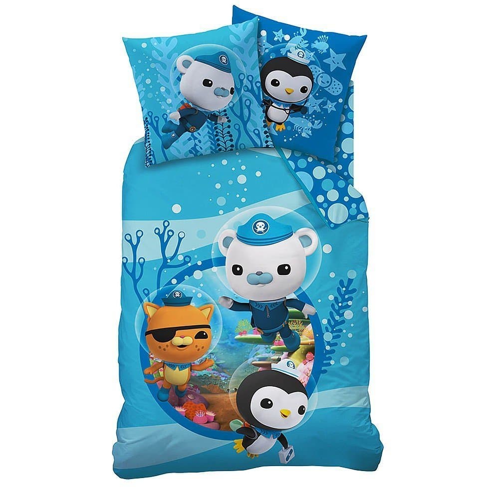 CTI Bed linen set, Octonauts cotton flannel antique green size 135x200 cm (80x80 cm)
