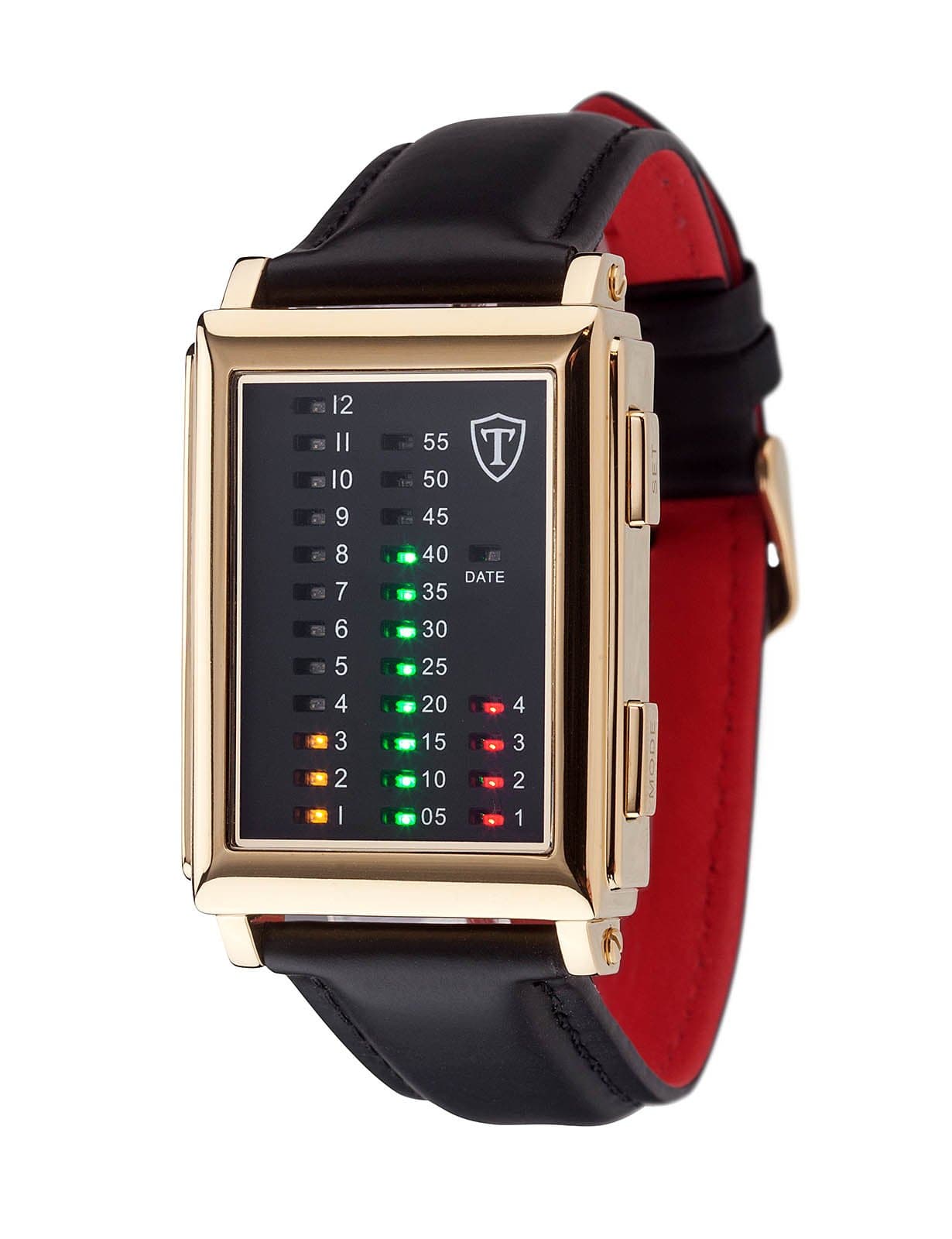 Detomaso Spacy Timeline 1 Men's Quartz Watch with Black Dial Digital Display and Black Leather Bracelet G-30723G