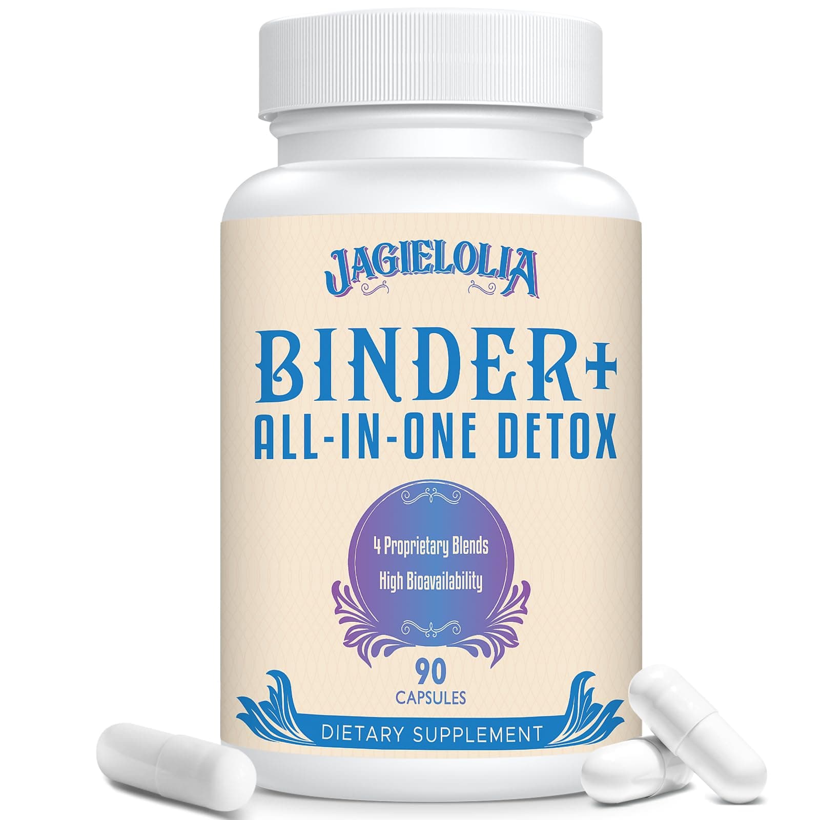 All-in-One Detox Binder Supplement 1500 MG - High Bioavailability, Liver Gut Detox Cleanse with Activated Charcoal, Zeolite & Bentonite Clay for Toxins, Liver, Digestive, 90 Vegan Capsules