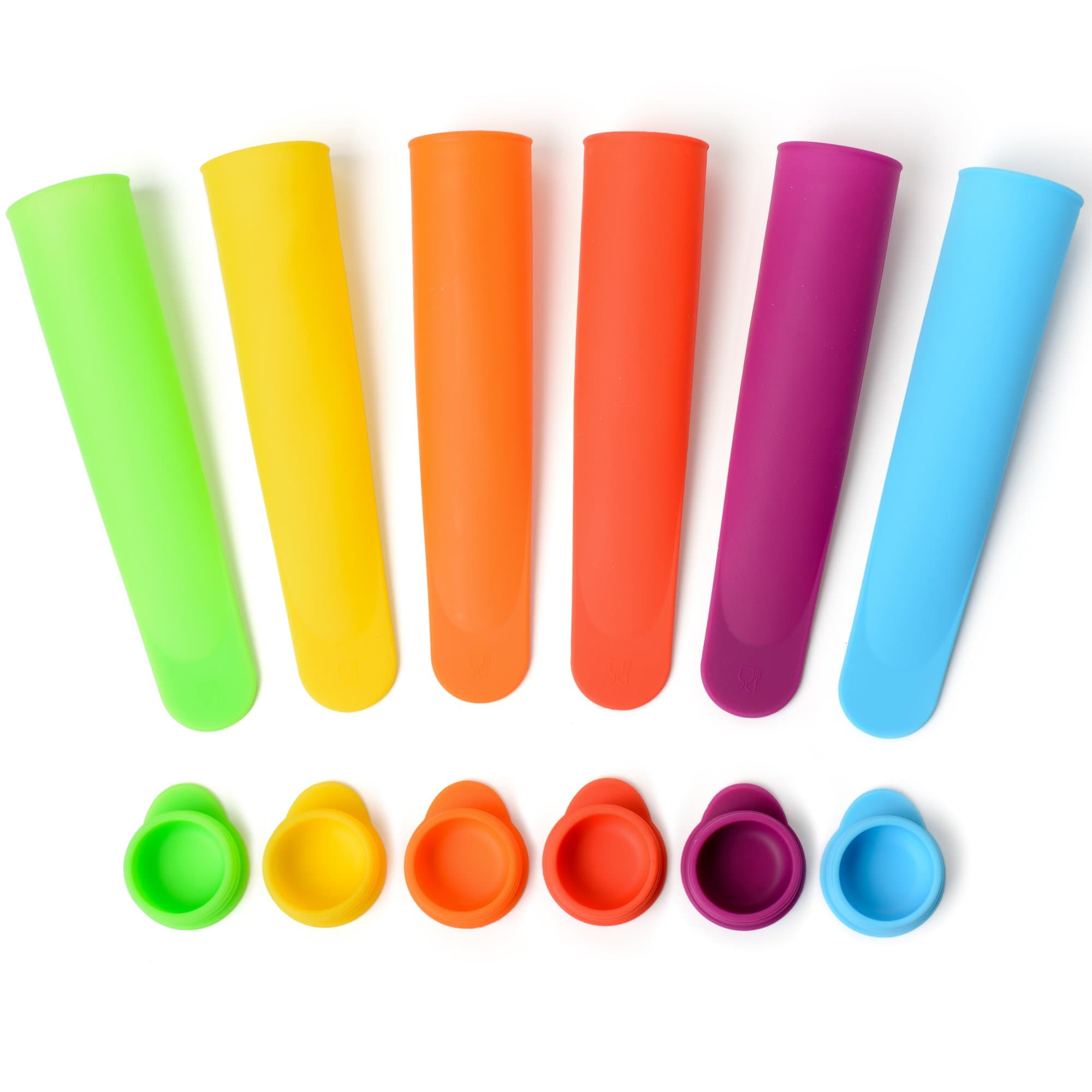 - Silicone Popsicle Molds / Ice Pop Maker - Multi Color, Set of 6 with Lids - (Bright ) .. By Sunsella